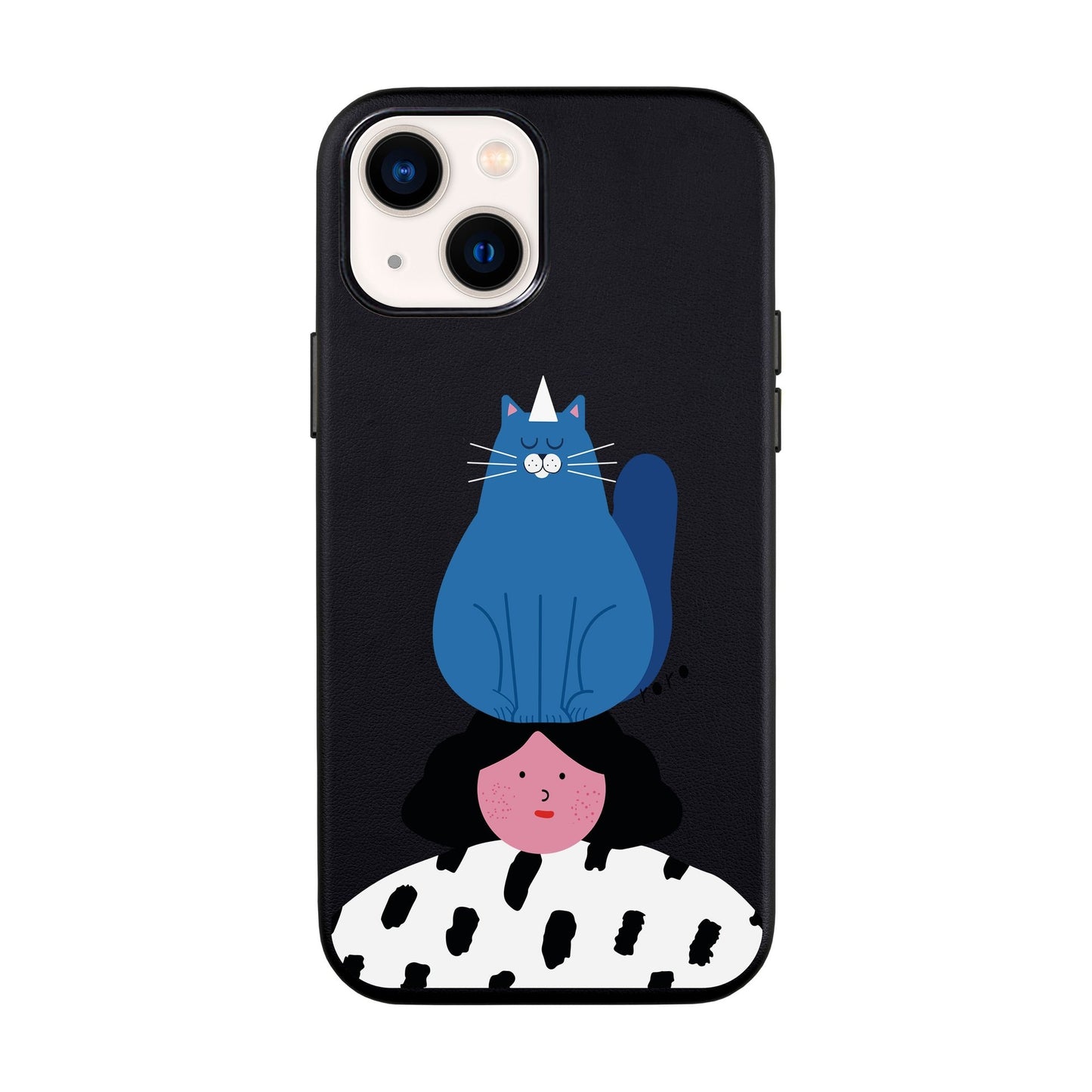 NAUGHTY CAT-iPhone 14 Leather Kılıf