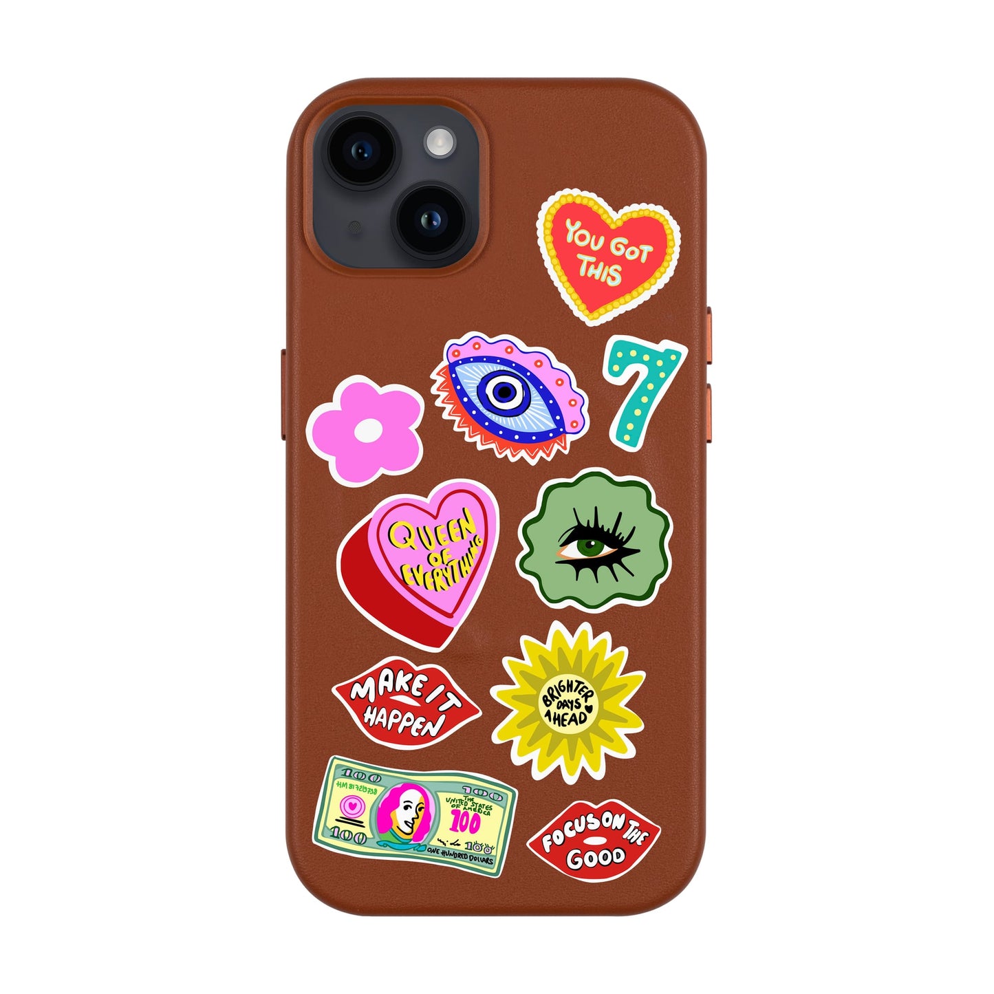 HM STICKERS-iPhone 14 Plus Leather Kılıf MagSafe Özellikli