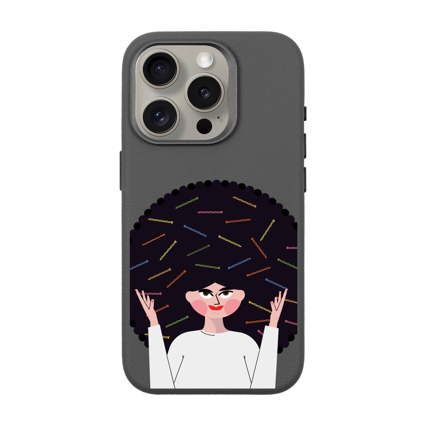 TANGLES OF HAPPINESS-iPhone 15 Pro Leather Premium Kılıf MagSafe Özellikli