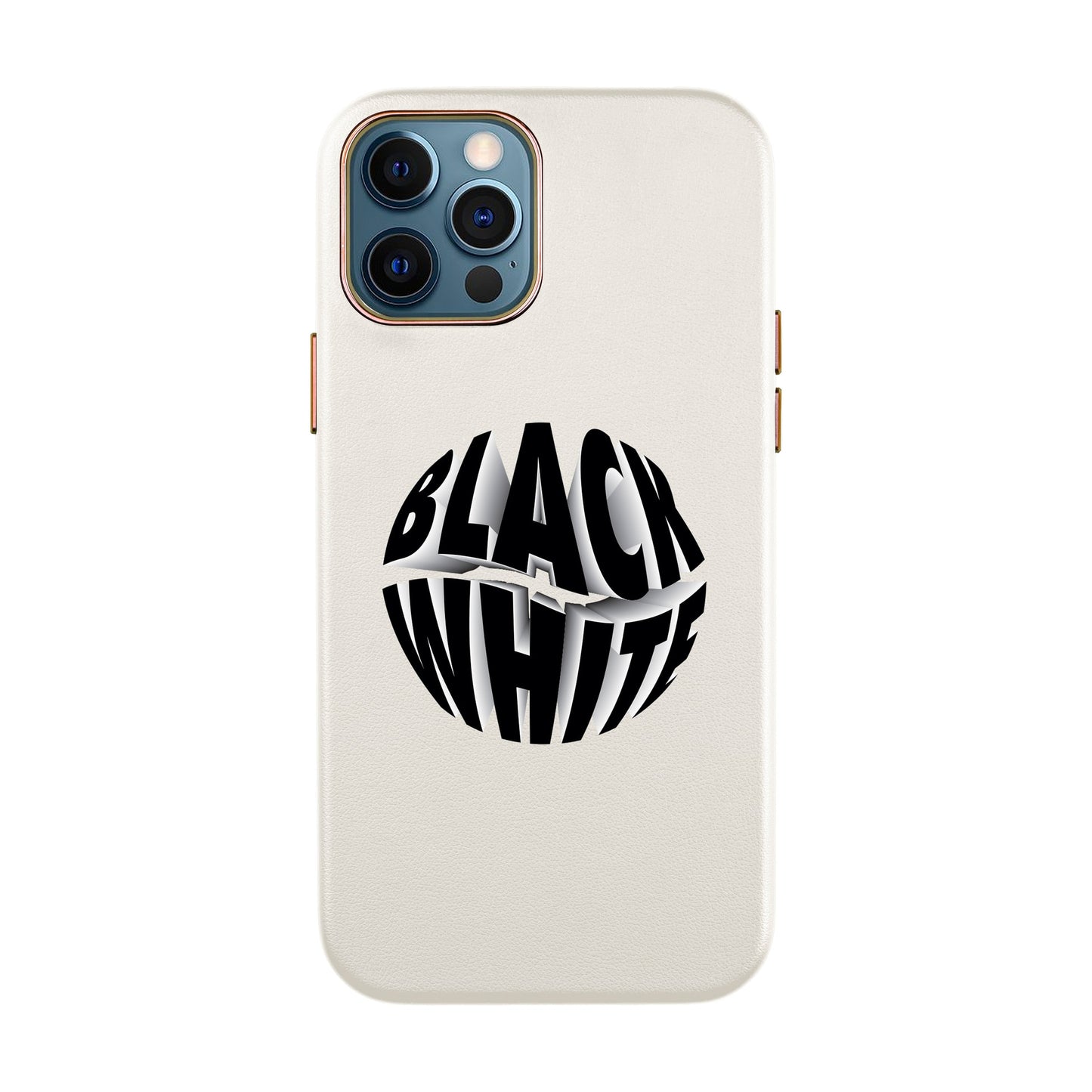 BLACK WHITE-iPhone 12 Pro Max Leather Kılıf