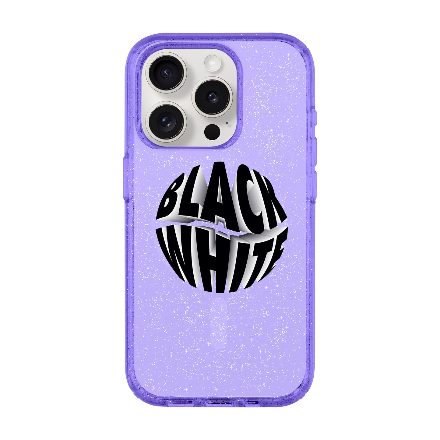 BLACK WHITE-iPhone 15 Pro Shiny Kılıf MagSafe Özellikli