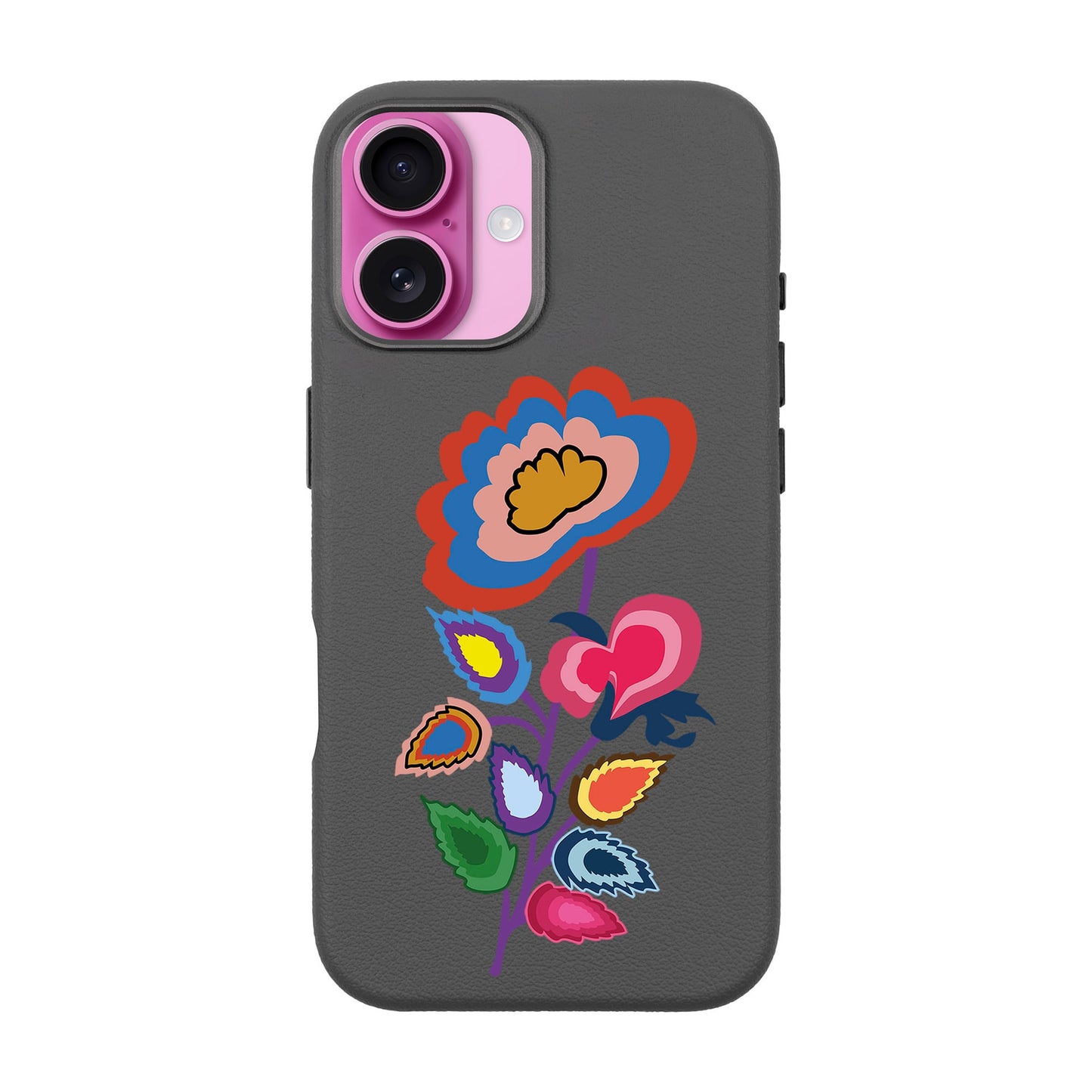 KNITTED FLOWER-iPhone 16 Plus Leather Premium Kılıf MagSafe Özellikli