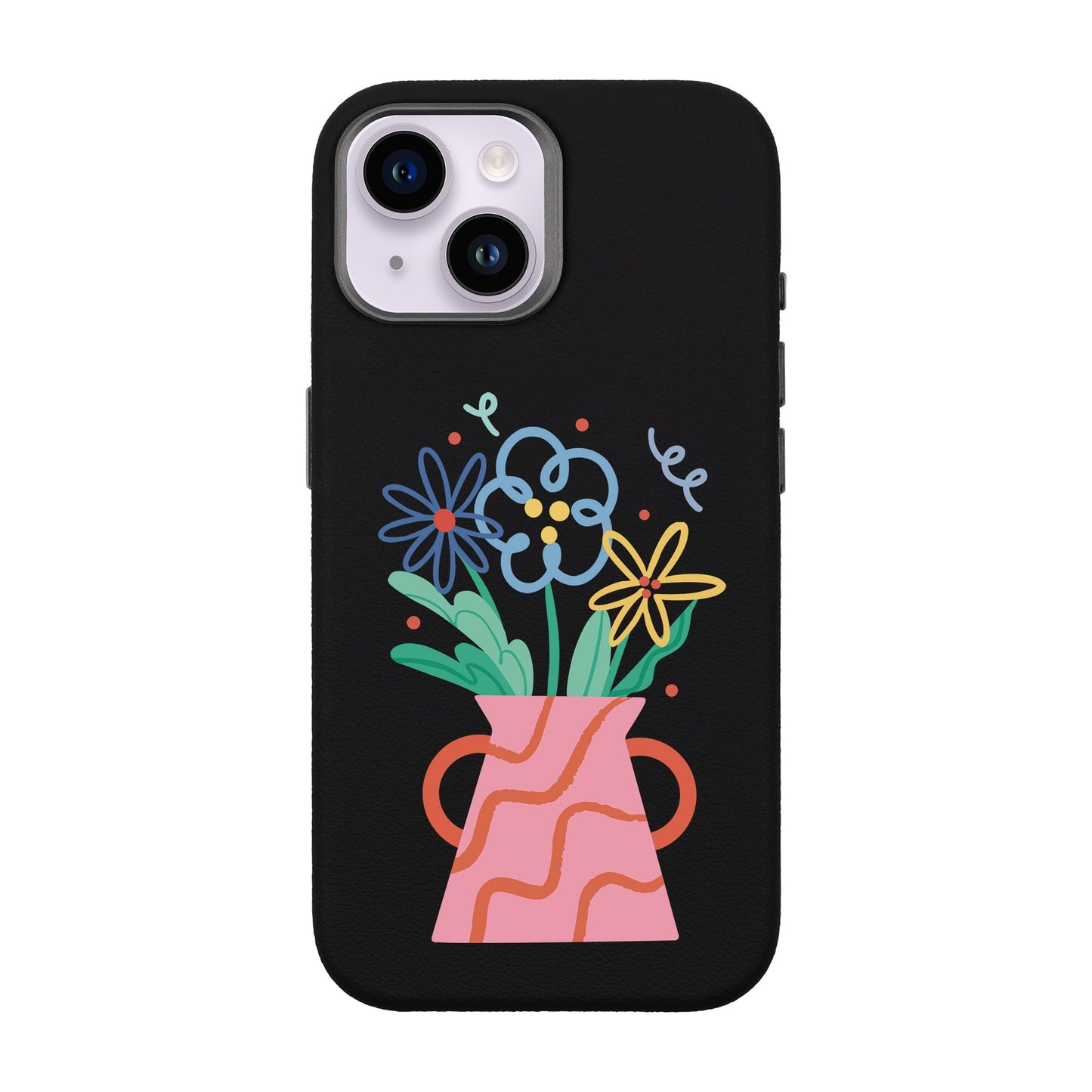 PINK VASE-iPhone 14 Leather Premium Kılıf MagSafe Özellikli