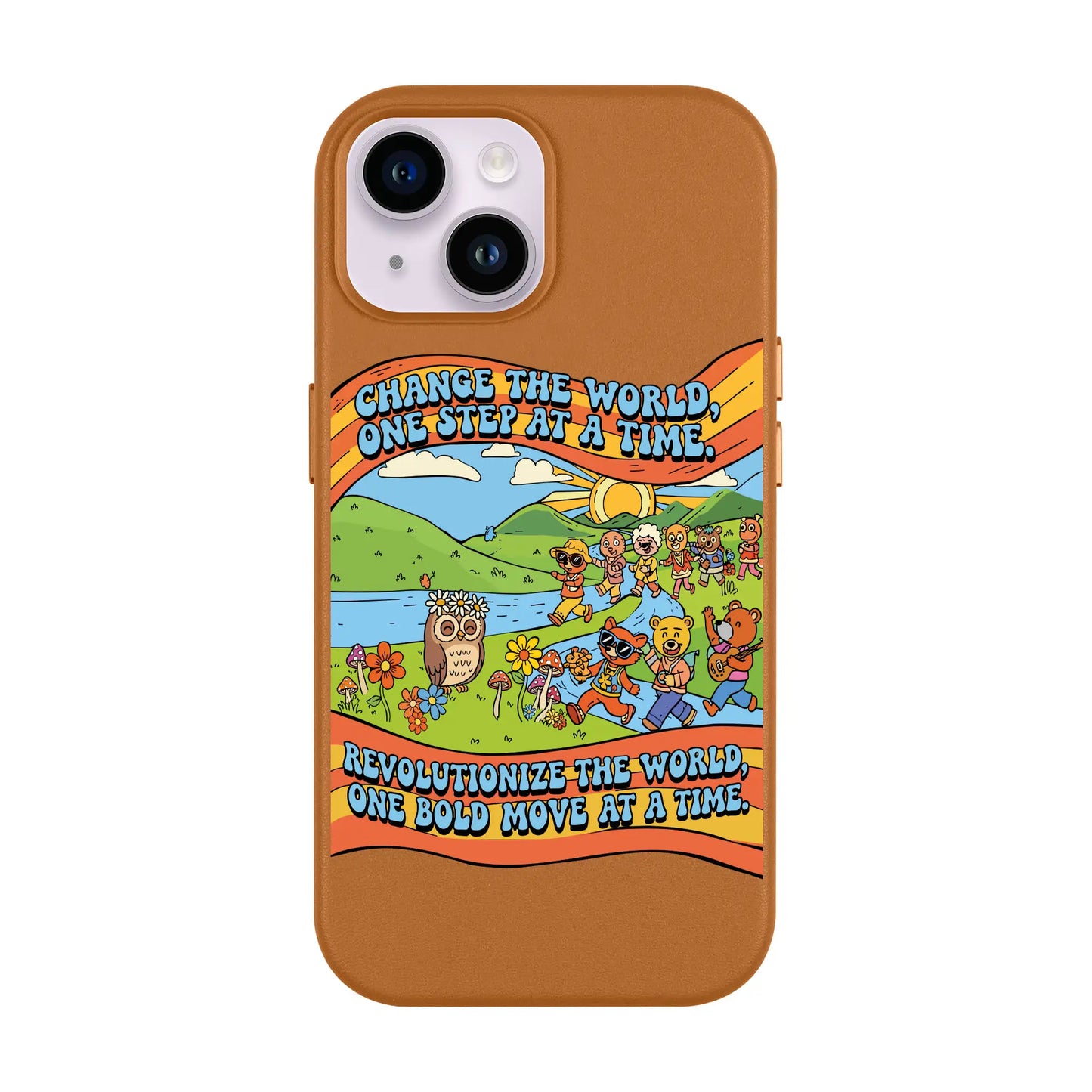 CHANGE THE WORLD-iPhone 14 Leather Kılıf MagSafe Özellikli