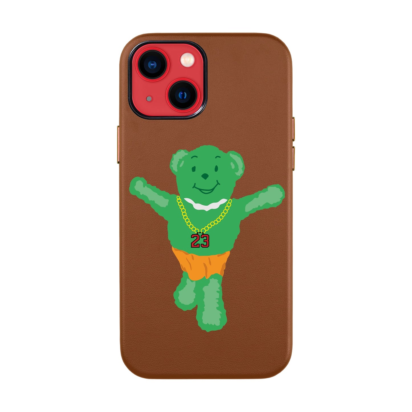 GREEN BEAR-iPhone 14 Leather Kılıf