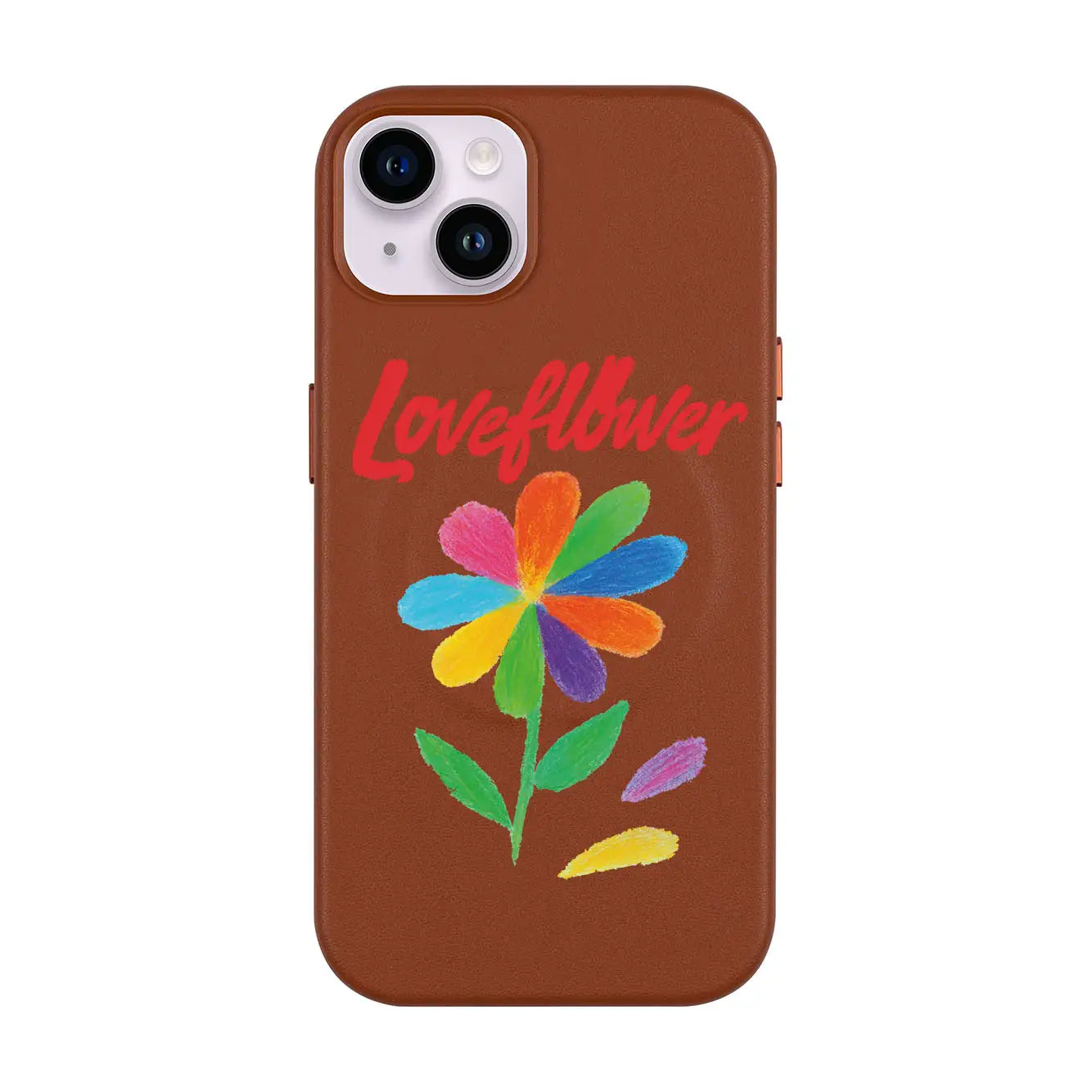LOVE FLOWER-iPhone 14 Plus Leather Kılıf MagSafe Özellikli