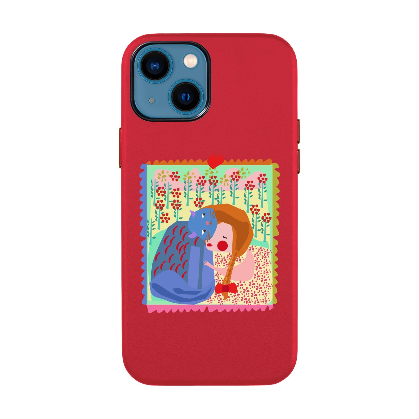 KEDİ POSTA PULU-iPhone 14 Leather Kılıf