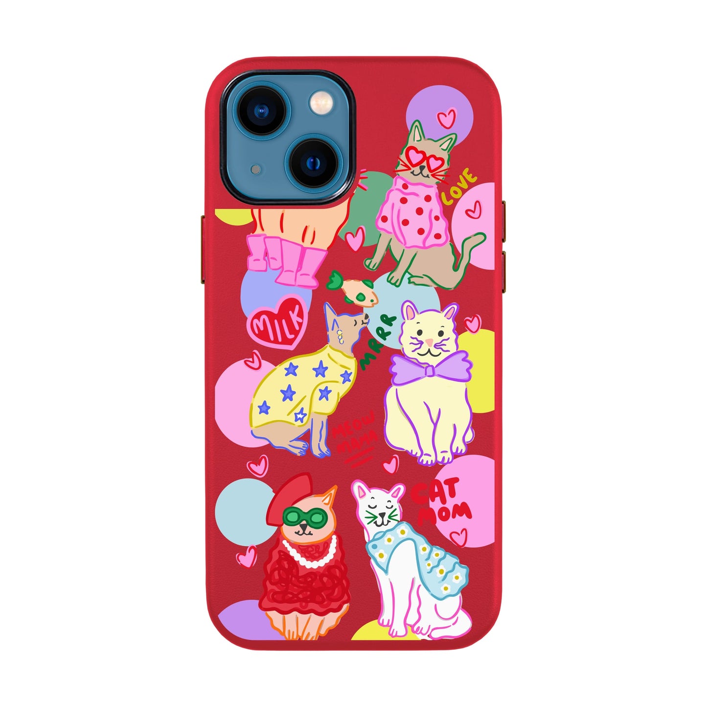 CAT MOM-iPhone 14 Leather Kılıf