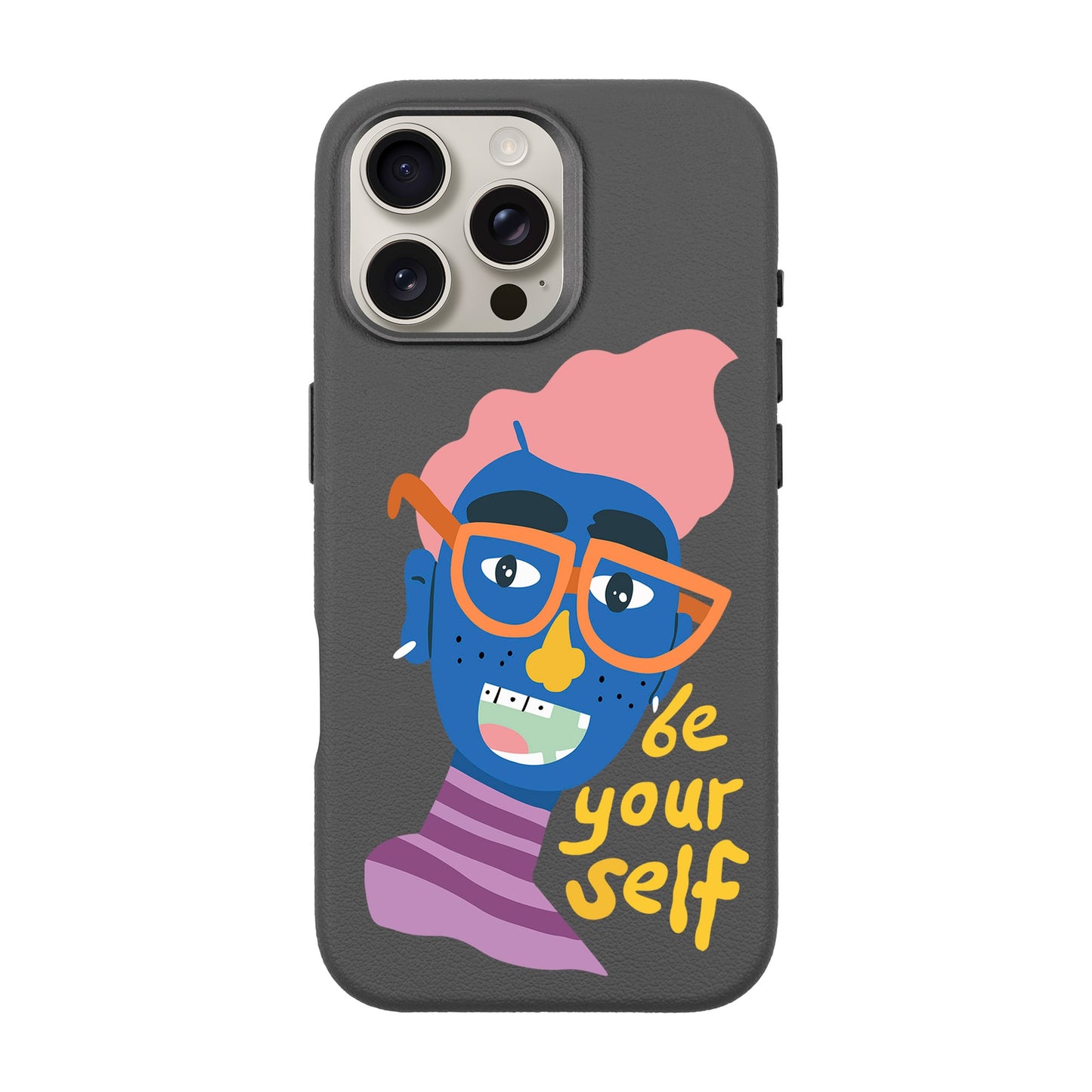 BE YOURSELF-iPhone 16 Pro Max Leather Premium Kılıf MagSafe Özellikli