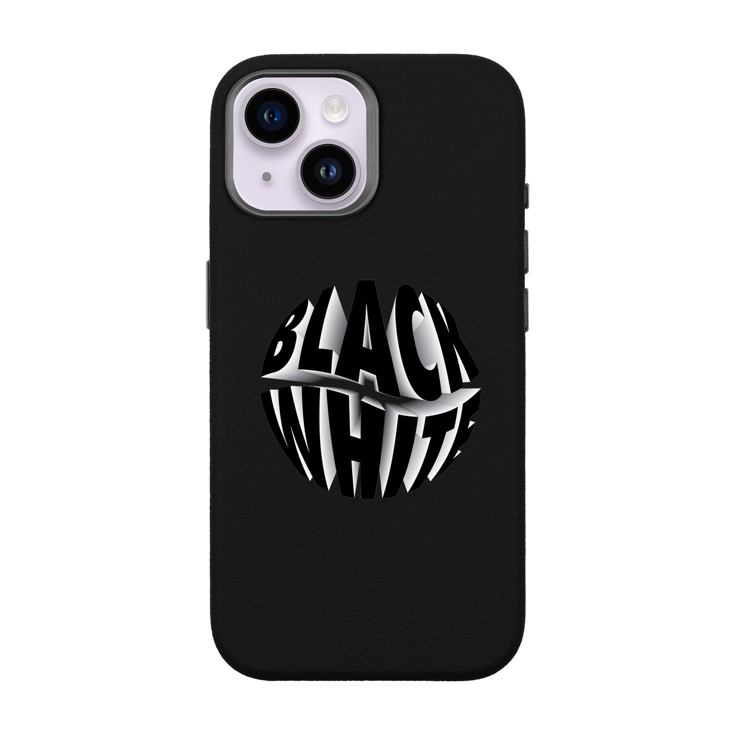 BLACK WHITE-iPhone 13 Leather Premium Kılıf MagSafe Özellikli