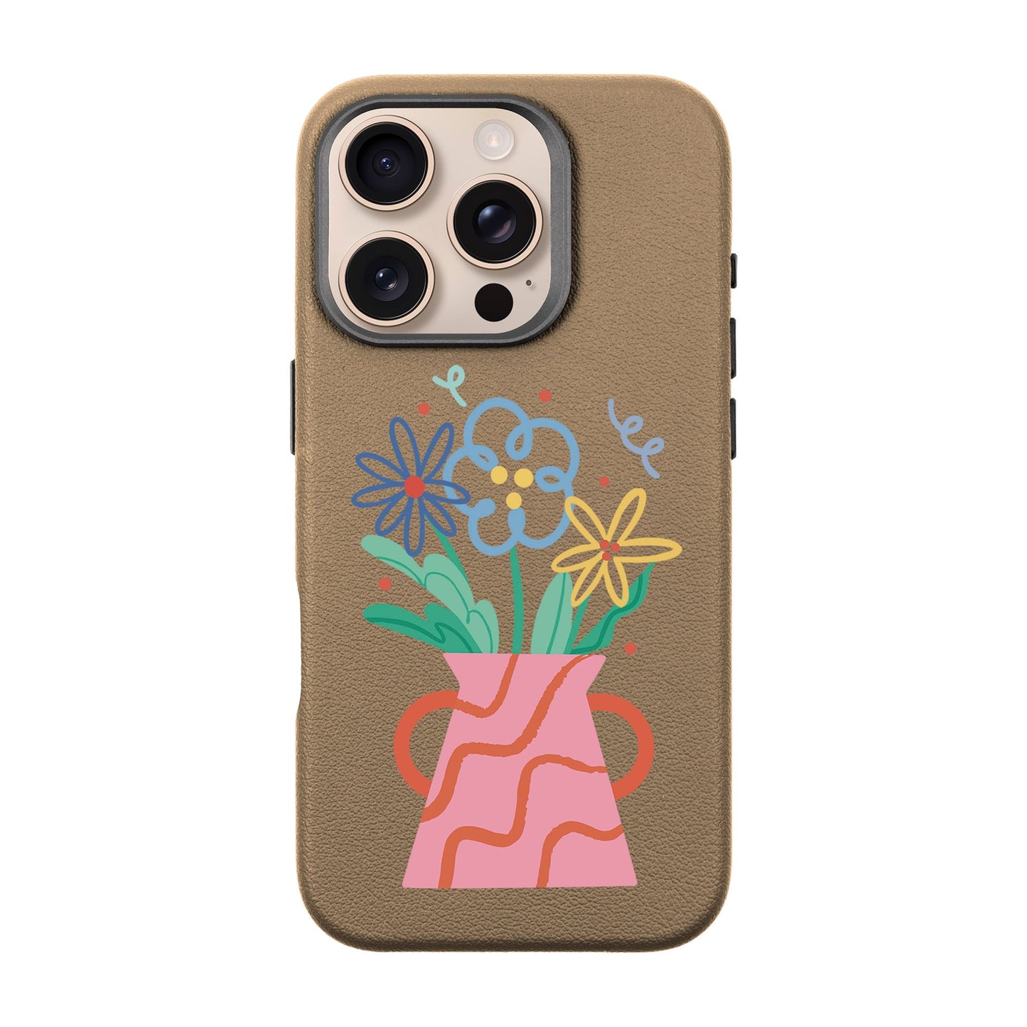 PINK VASE-iPhone 16 Pro Leather Premium Kılıf MagSafe Özellikli