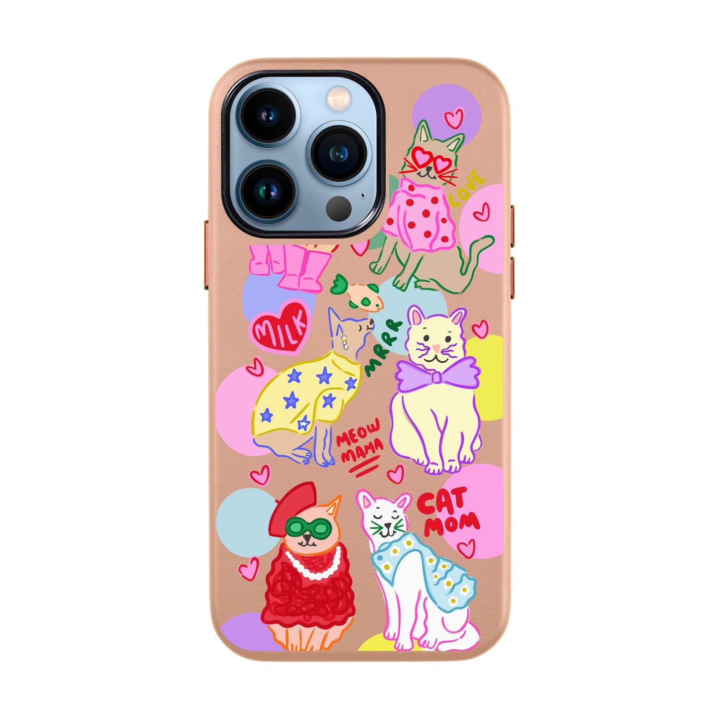 CAT MOM-iPhone 13 Pro Max Leather Kılıf