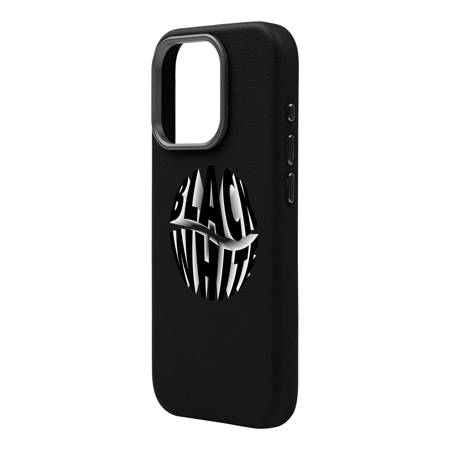 BLACK WHITE-iPhone 16 Pro Leather Premium Kılıf MagSafe Özellikli