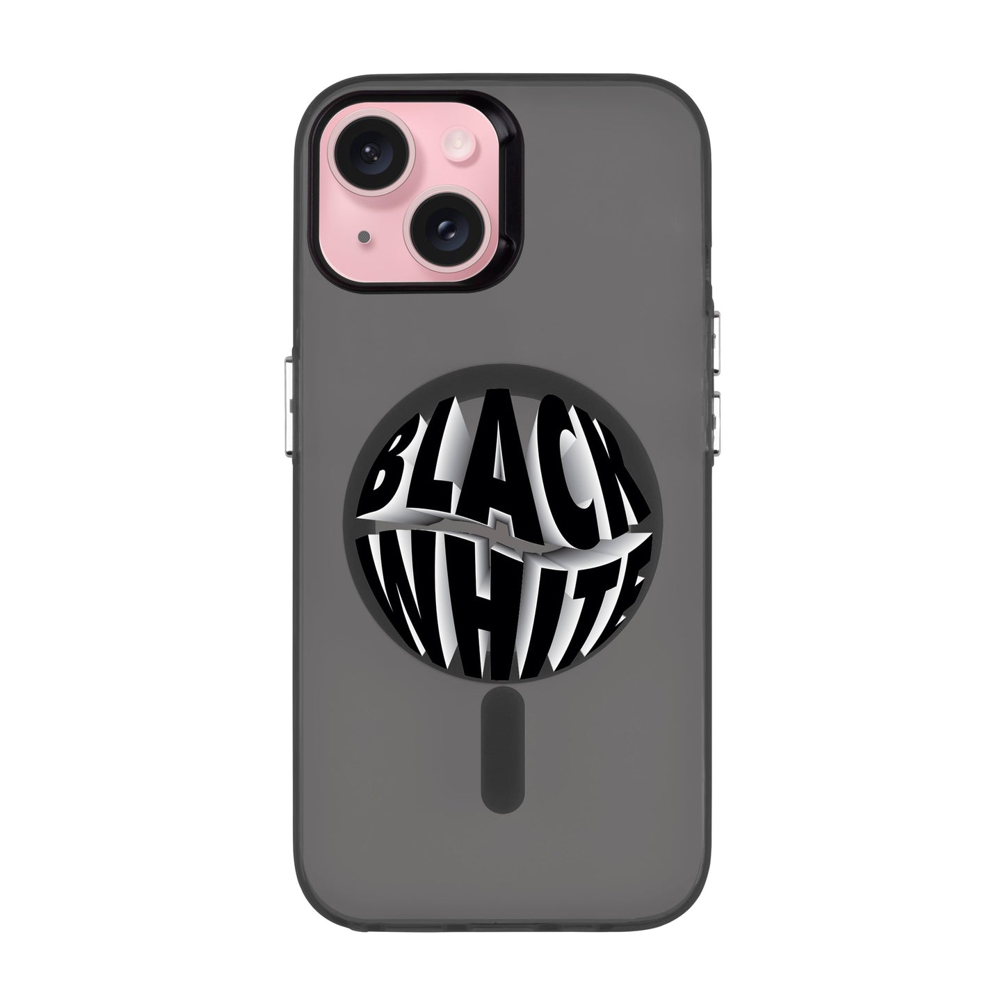 BLACK WHITE-iPhone 15 Hold Kılıf MagSafe Özellikli