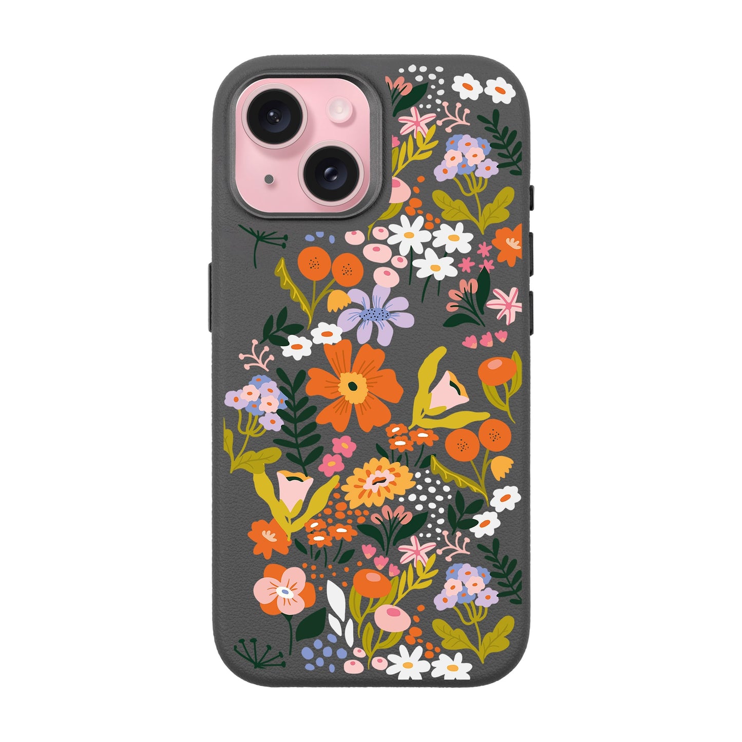 FLOWER-iPhone 15 Leather Premium Kılıf MagSafe Özellikli