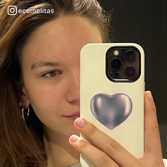 SILVER HEART-iPhone 14 Leather Kılıf