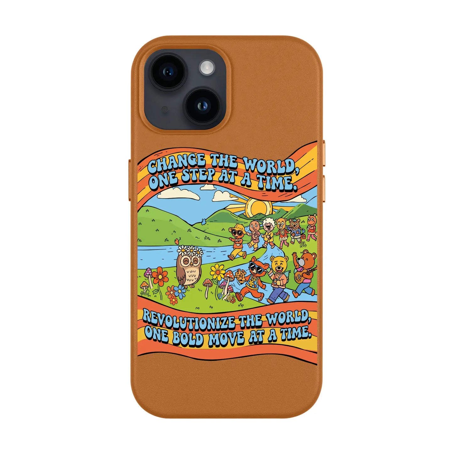 CHANGE THE WORLD-iPhone 14 Leather Kılıf MagSafe Özellikli