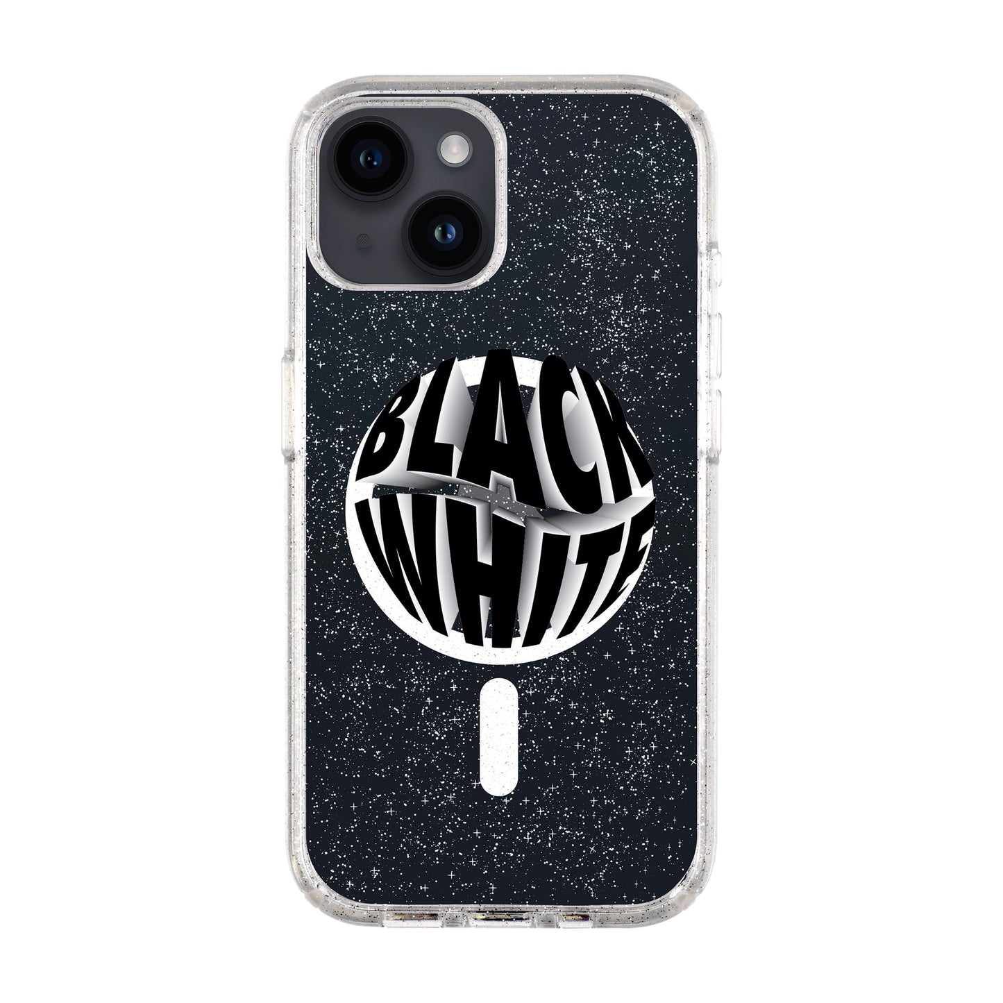 BLACK WHITE-iPhone 14 Shiny Kılıf MagSafe Özellikli