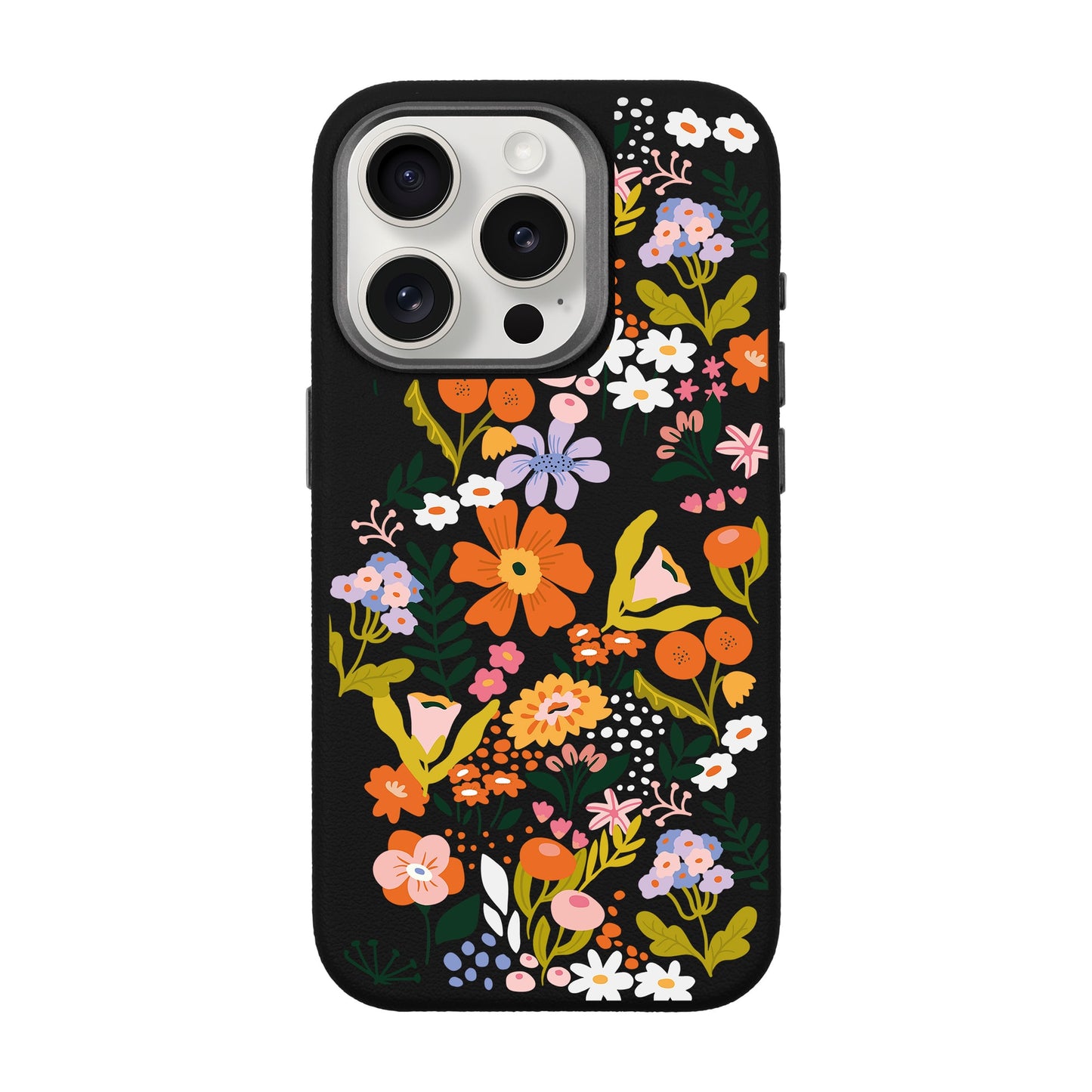 FLOWER-iPhone 15 Pro Leather Premium Kılıf MagSafe Özellikli