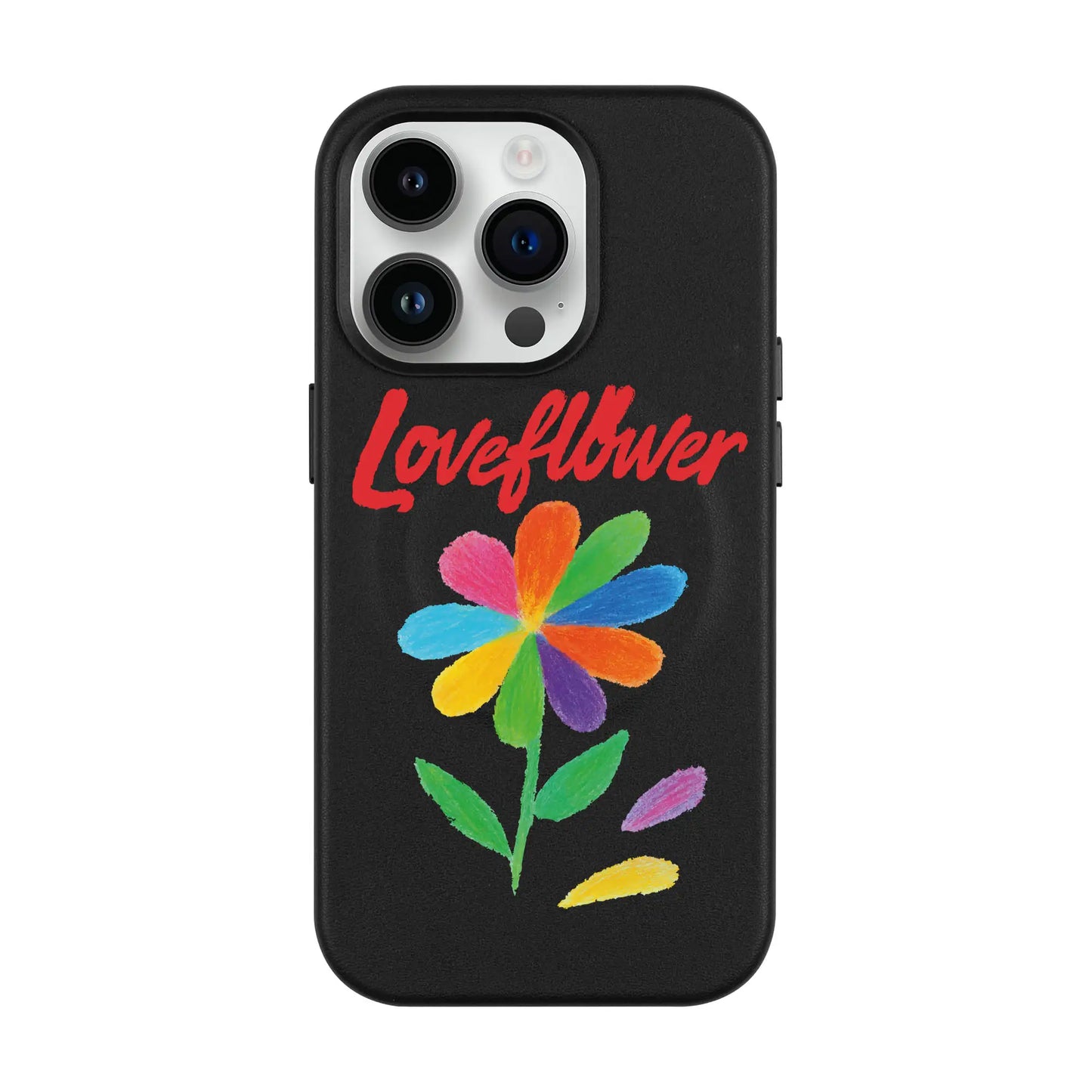 LOVE FLOWER-iPhone 14 Pro Leather Kılıf MagSafe Özellikli
