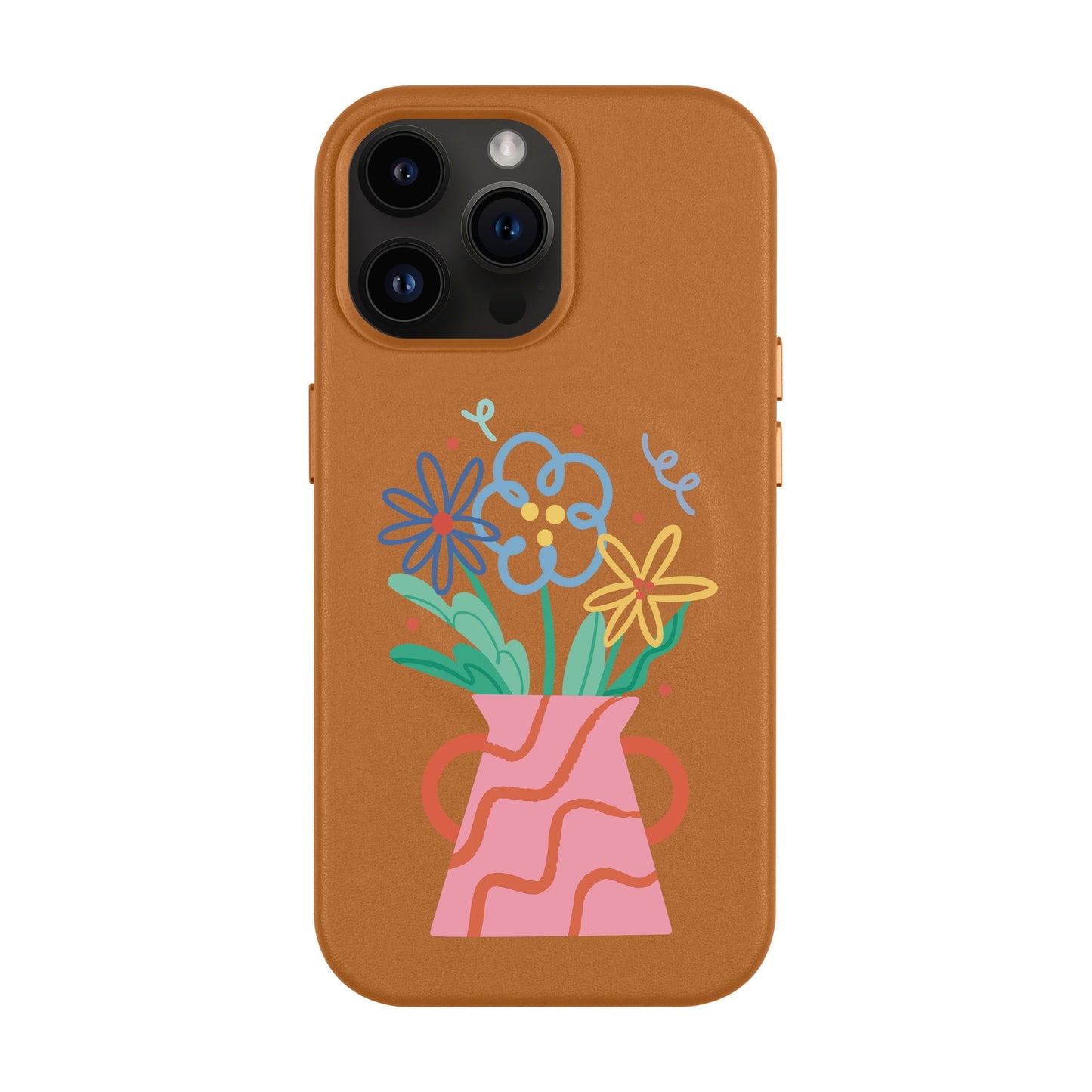 PINK VASE-iPhone 14 Pro Max Leather Kılıf MagSafe Özellikli