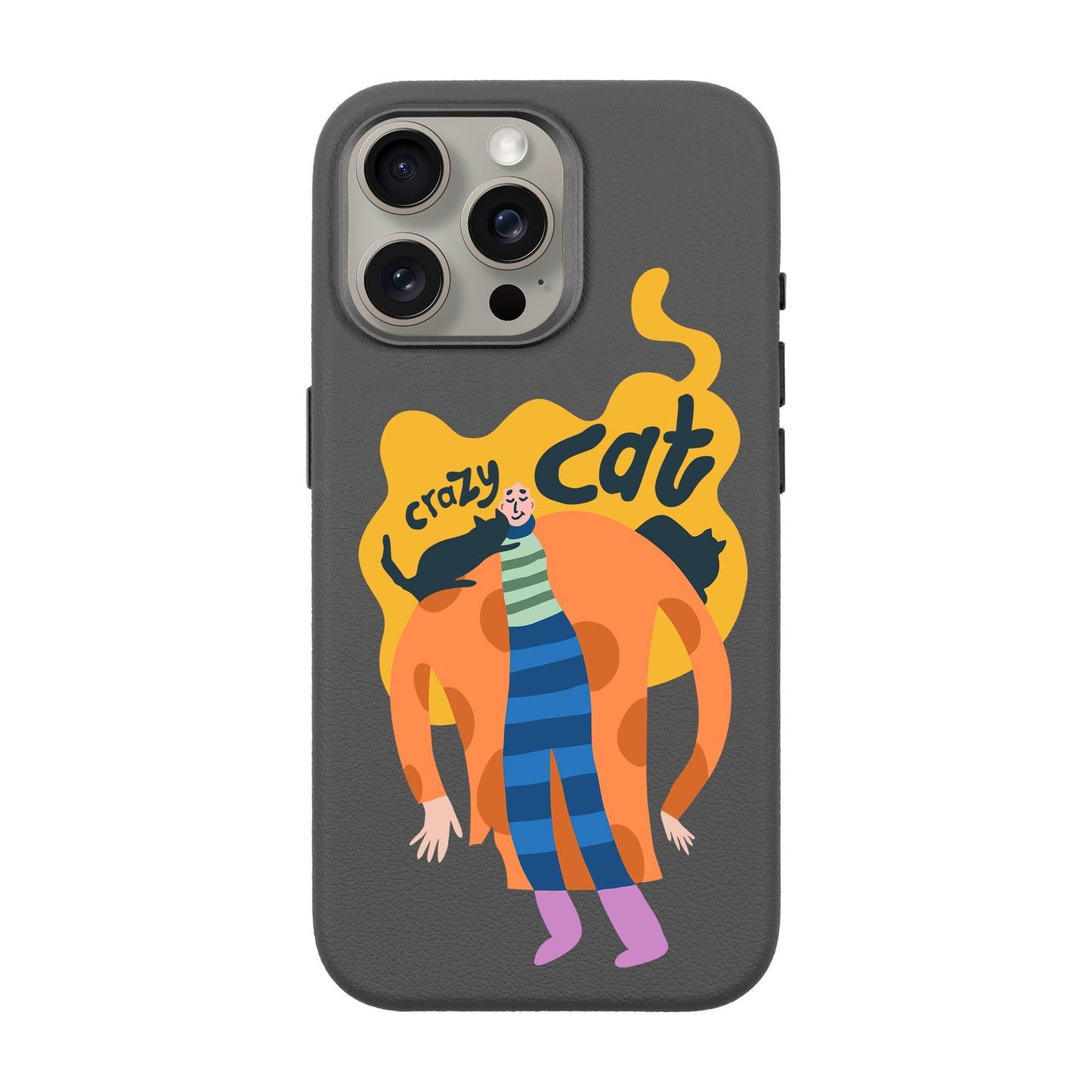 CRAZY CAT-iPhone 15 Pro Max Leather Premium Kılıf MagSafe Özellikli