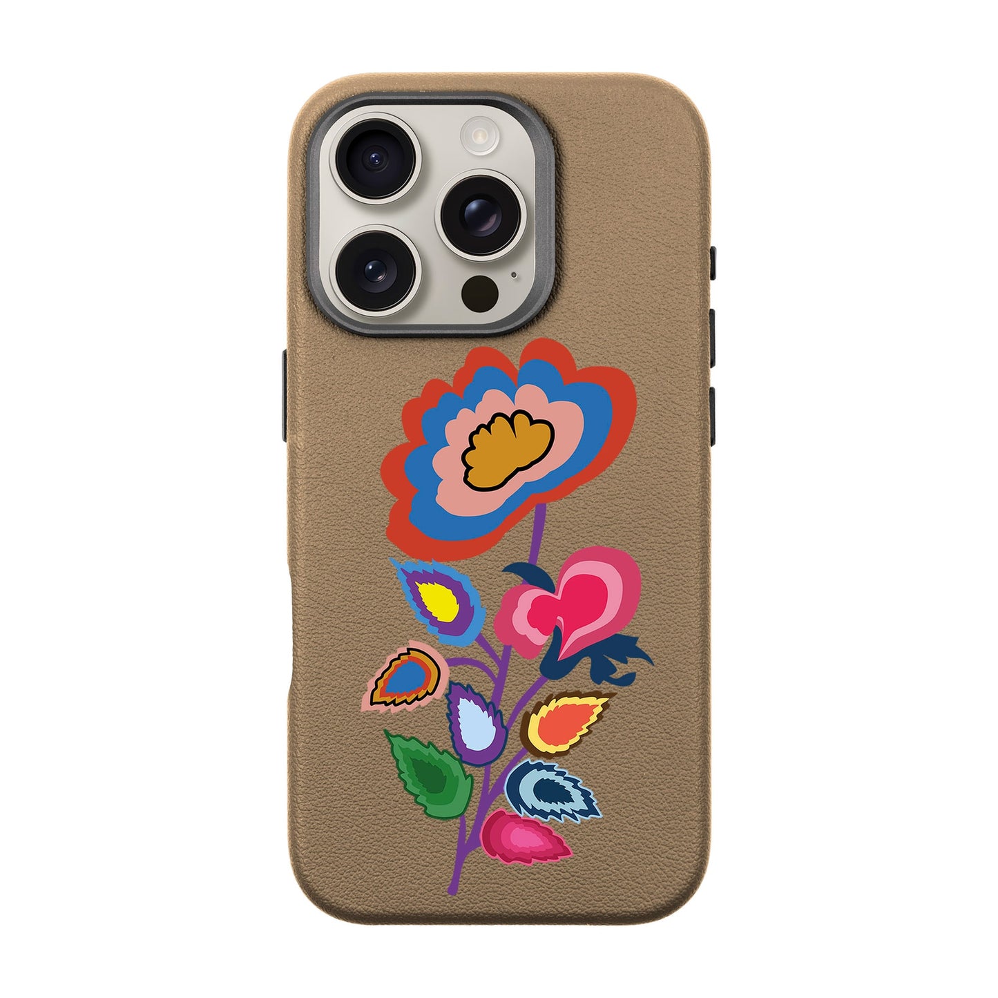 KNITTED FLOWER-iPhone 16 Pro Leather Premium Kılıf MagSafe Özellikli