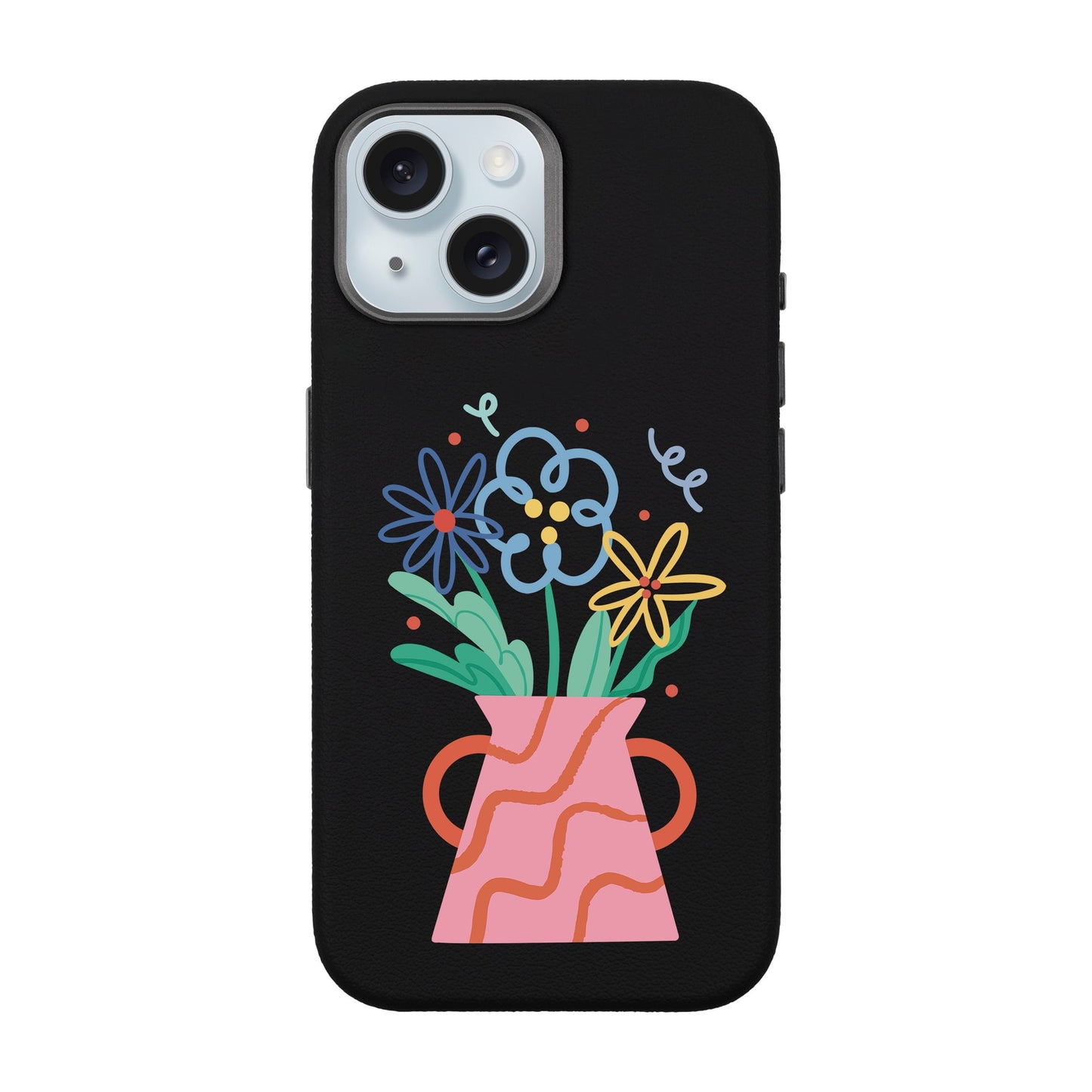 PINK VASE-iPhone 15 Leather Premium Kılıf MagSafe Özellikli