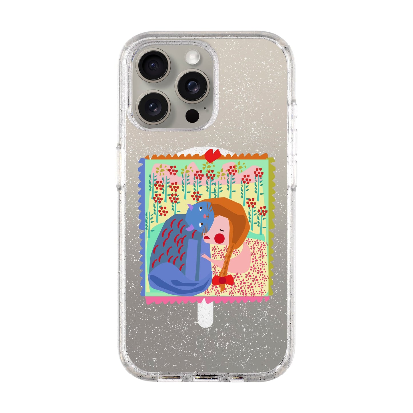 KEDİ POSTA PULU-iPhone 15 Pro Max Shiny Kılıf MagSafe Özellikli