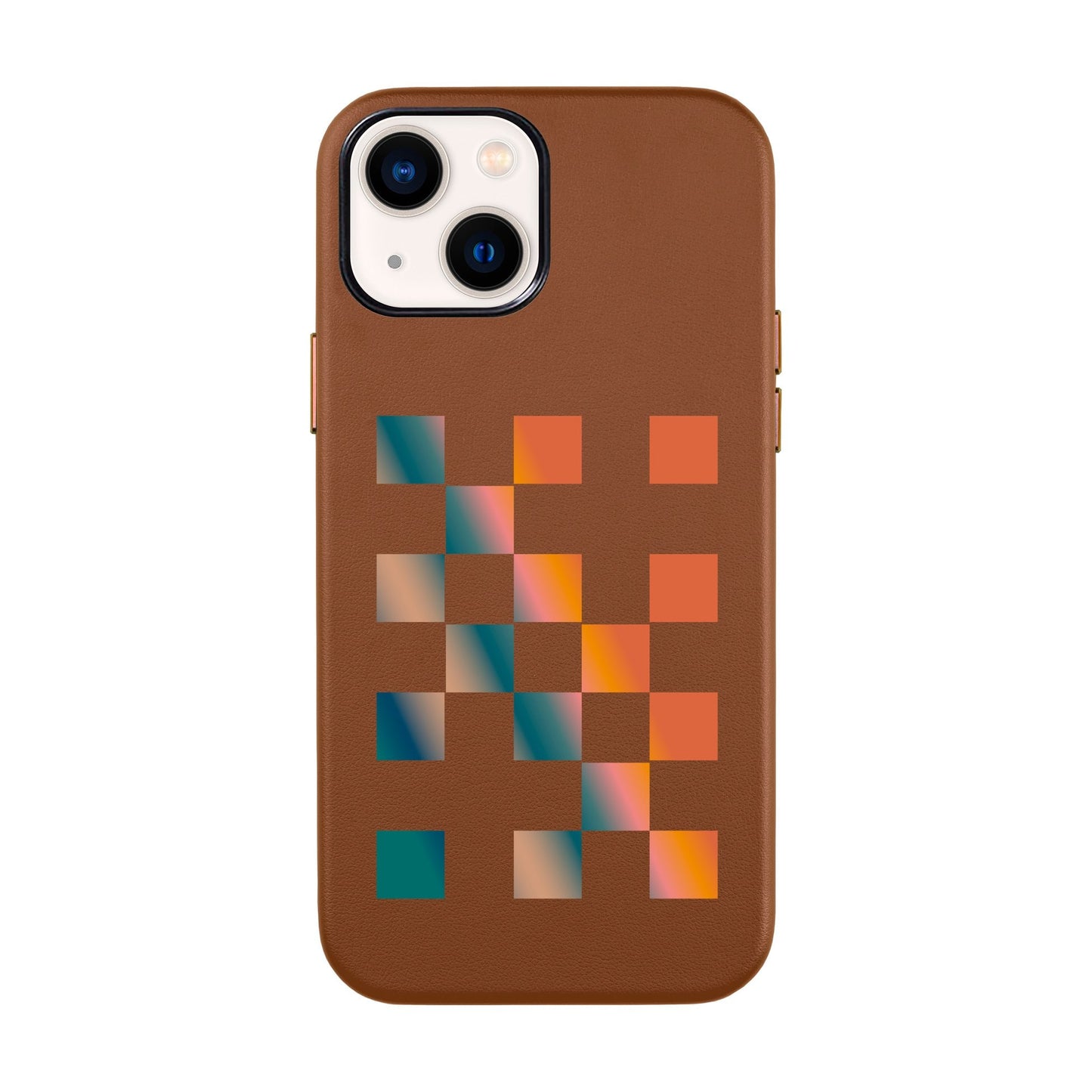 GRADIENT CHECKMATE-iPhone 14 Leather Kılıf