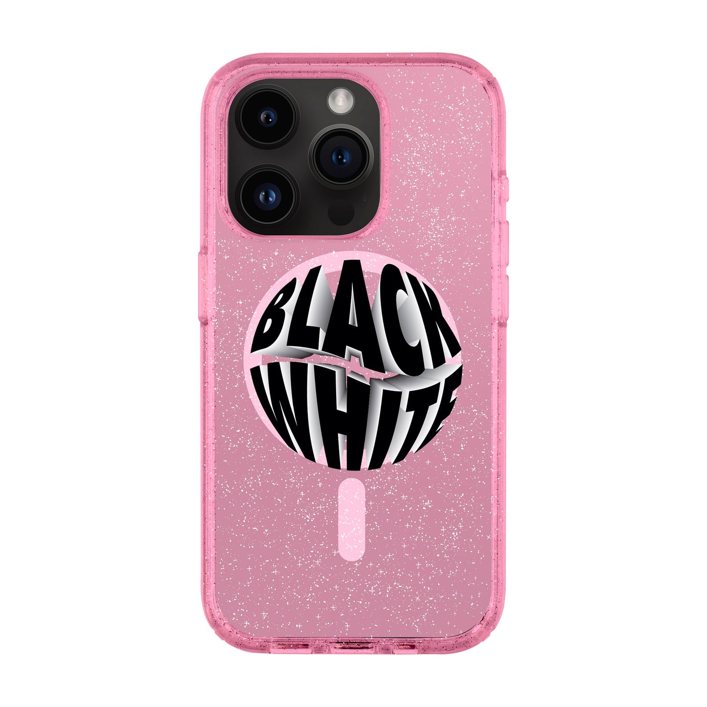 BLACK WHITE-iPhone 14 Pro Shiny Kılıf MagSafe Özellikli