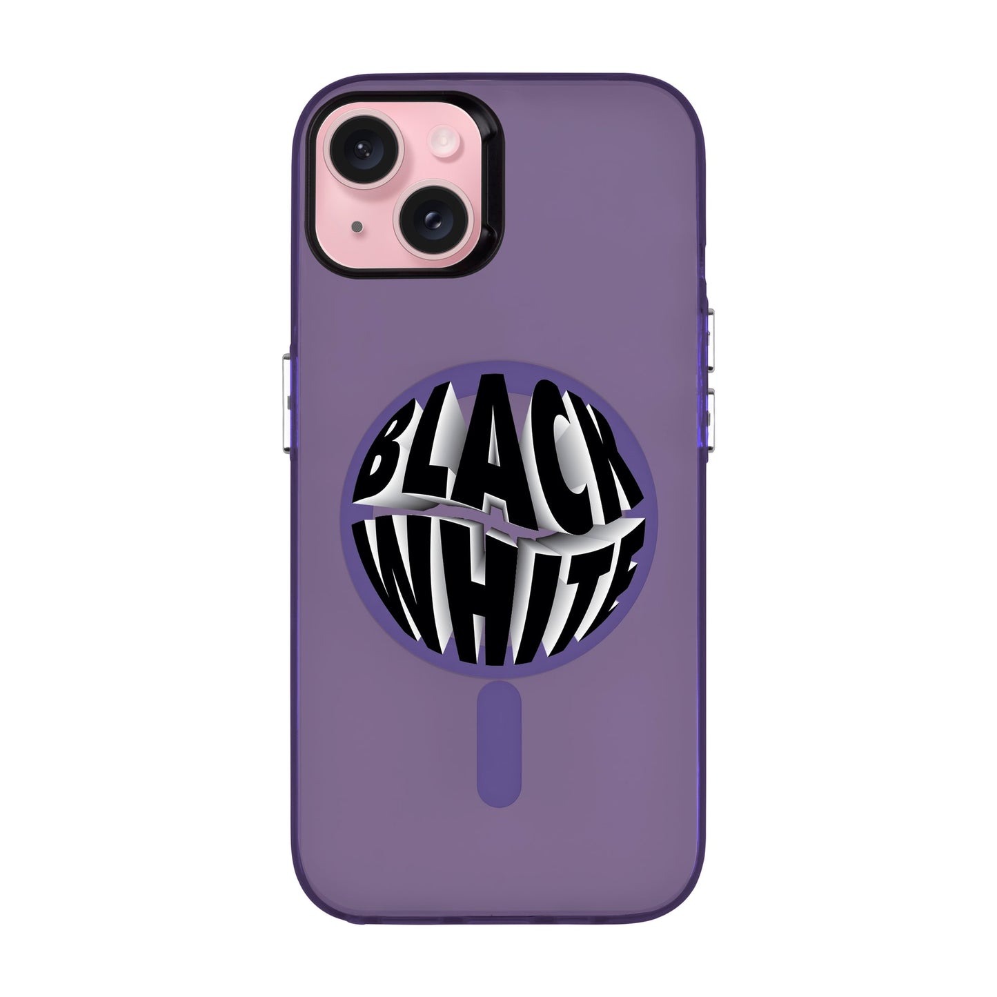 BLACK WHITE-iPhone 15 Plus Hold Kılıf MagSafe Özellikli