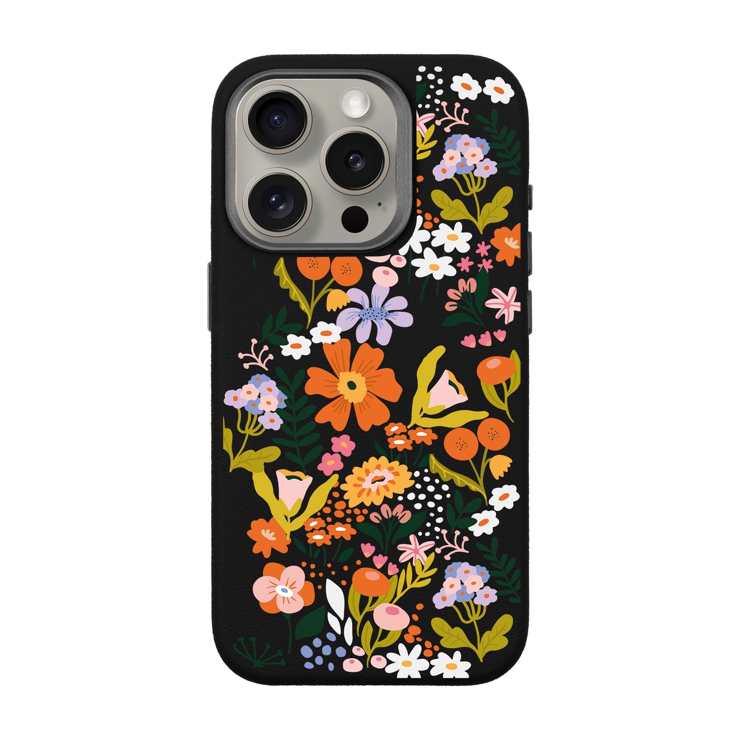 FLOWER-iPhone 15 Pro Leather Premium Kılıf MagSafe Özellikli
