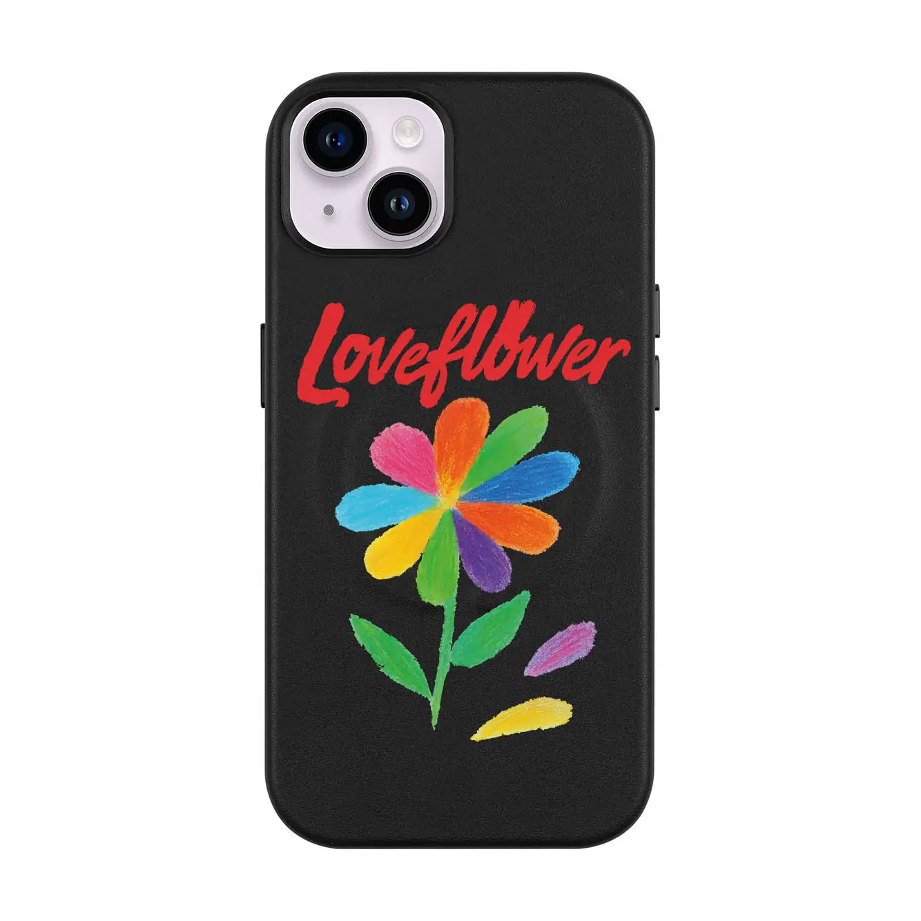 LOVE FLOWER-iPhone 14 Plus Leather Kılıf MagSafe Özellikli