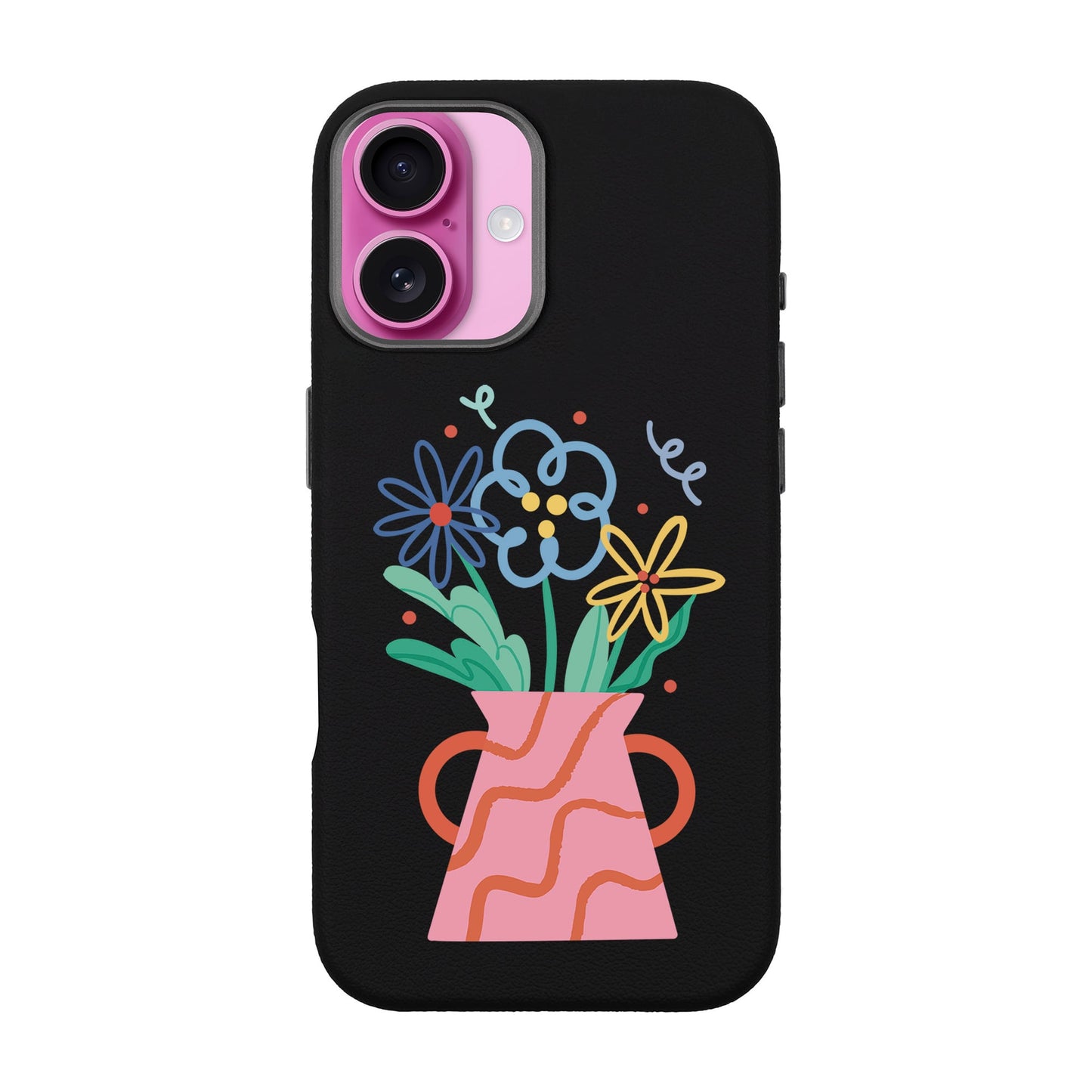 PINK VASE-iPhone 16 Leather Premium Kılıf MagSafe Özellikli