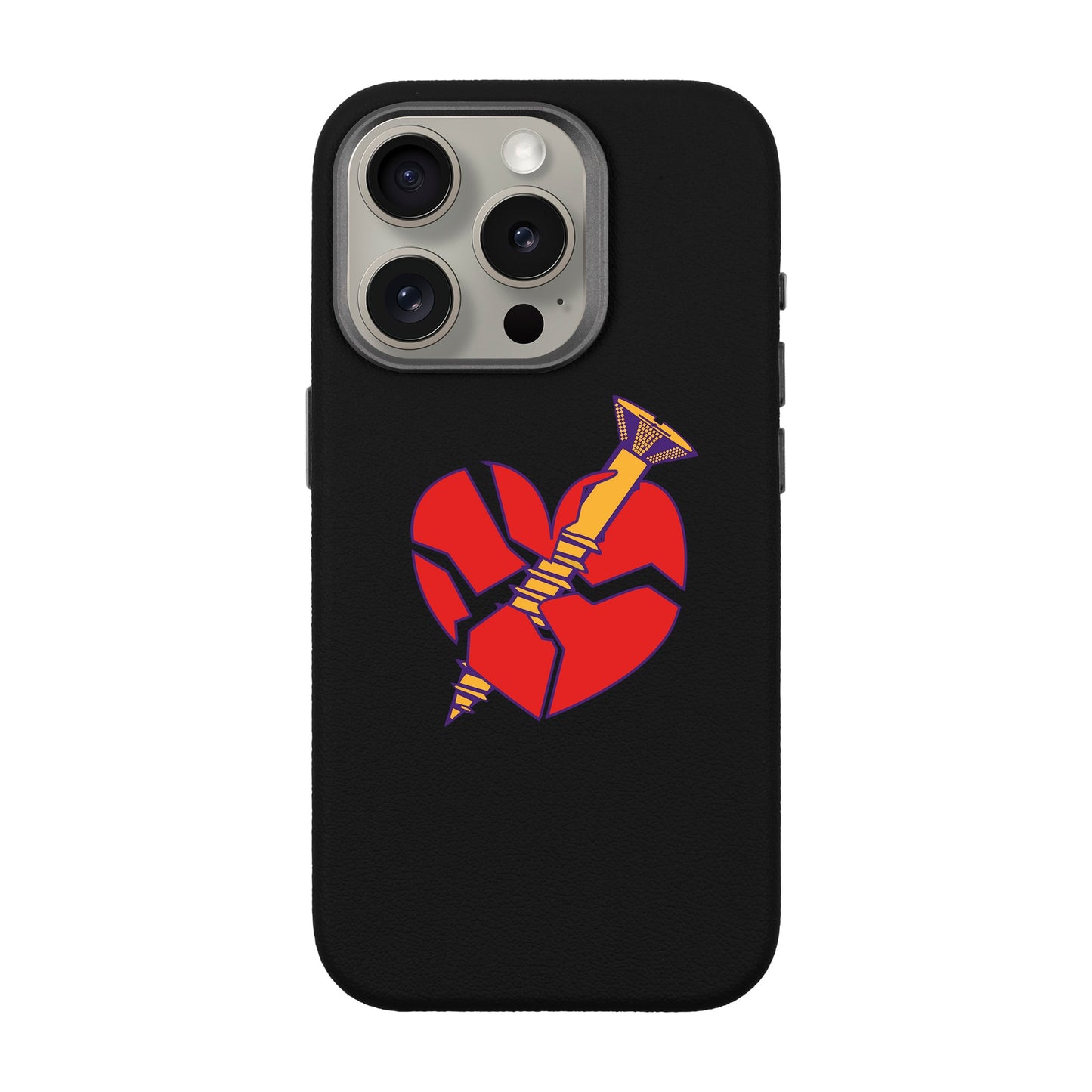 BROKEN HEART-iPhone 15 Pro Leather Premium Kılıf MagSafe Özellikli