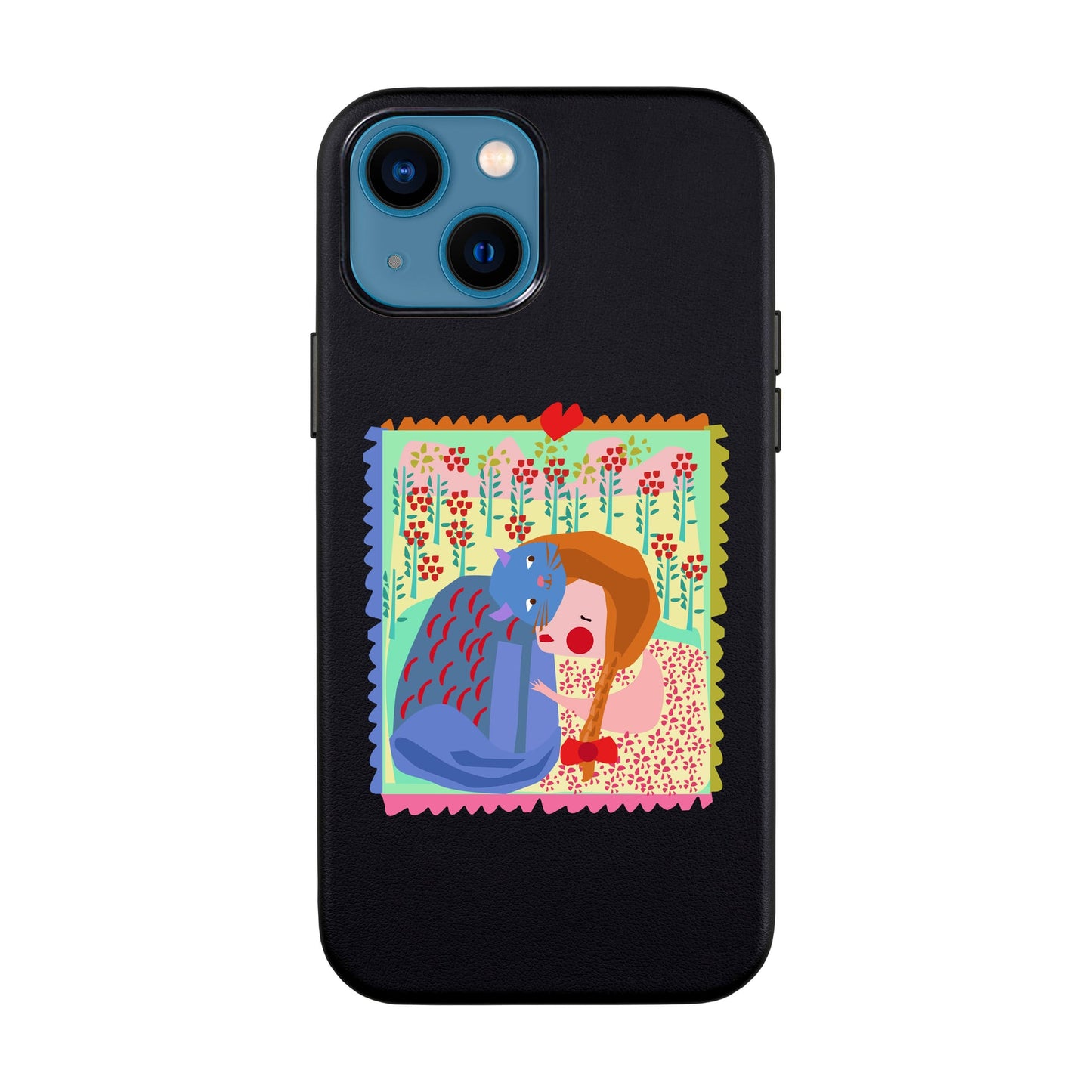 KEDİ POSTA PULU-iPhone 14 Leather Kılıf