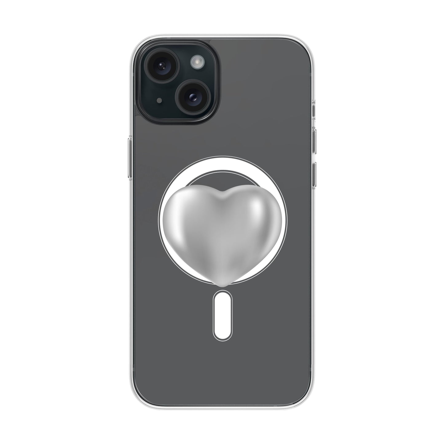 SILVER HEART-iPhone 15 Plus Solid Kılıf MagSafe Özellikli