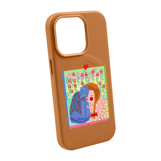 KEDİ POSTA PULU-Leather Kılıf MagSafe Özellikli - iPhone 14 Pro Max