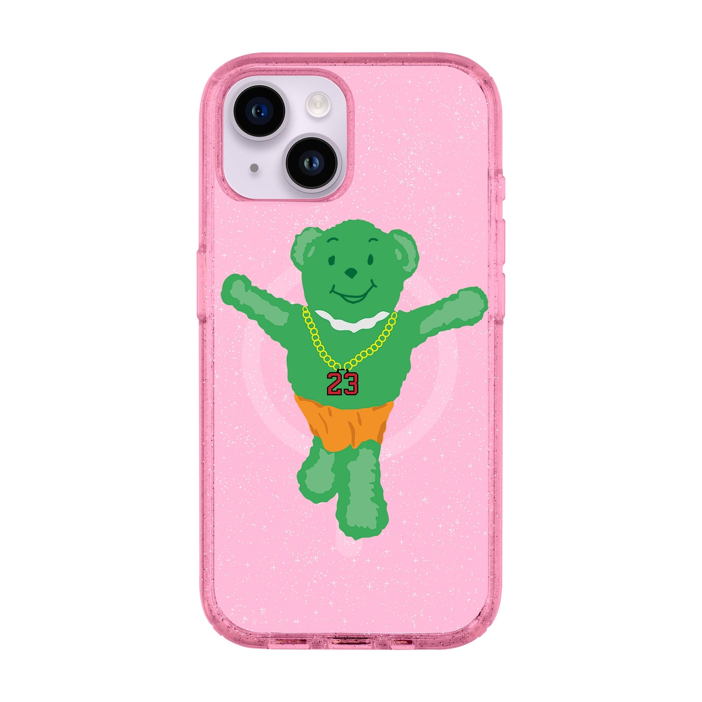GREEN BEAR-iPhone 14 Shiny Kılıf MagSafe Özellikli