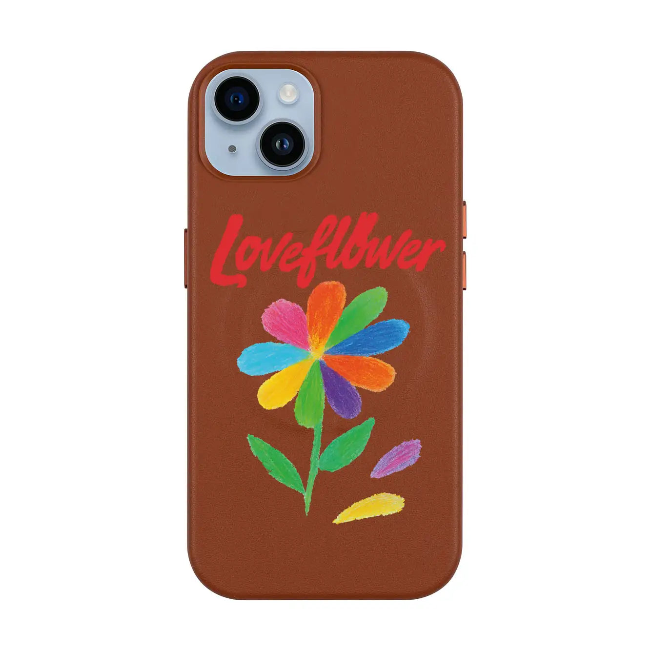 LOVE FLOWER-iPhone 14 Plus Leather Kılıf MagSafe Özellikli