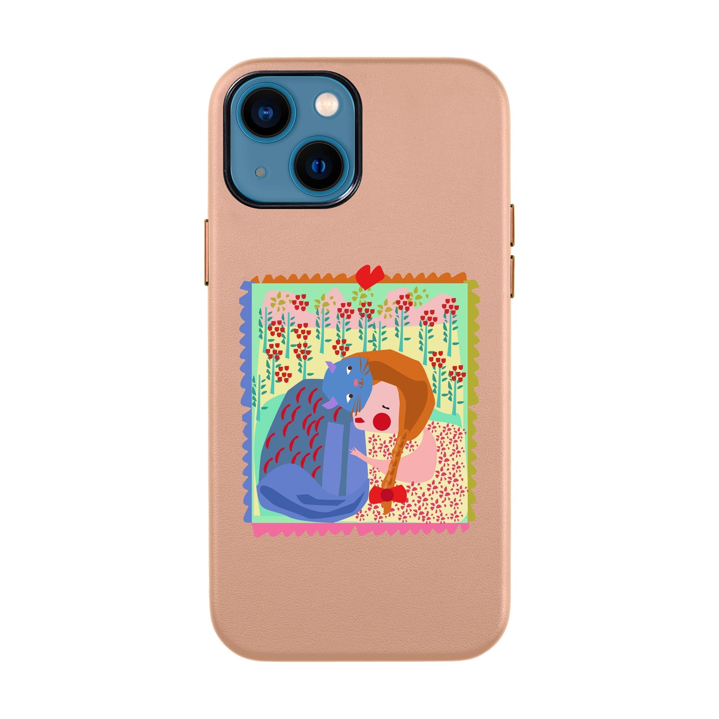 KEDİ POSTA PULU-iPhone 14 Leather Kılıf
