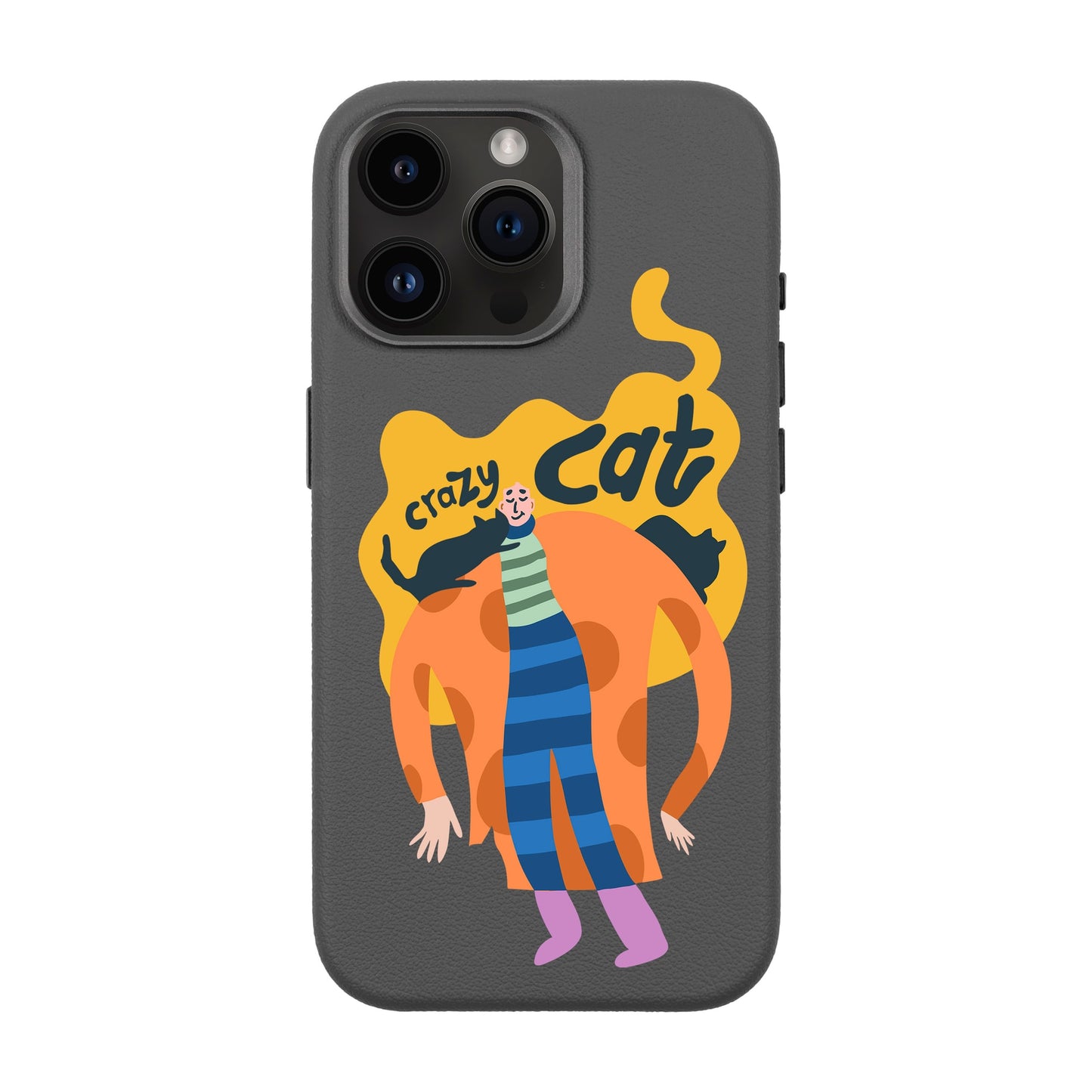 CRAZY CAT-iPhone 14 Pro Max Leather Premium Kılıf MagSafe Özellikli