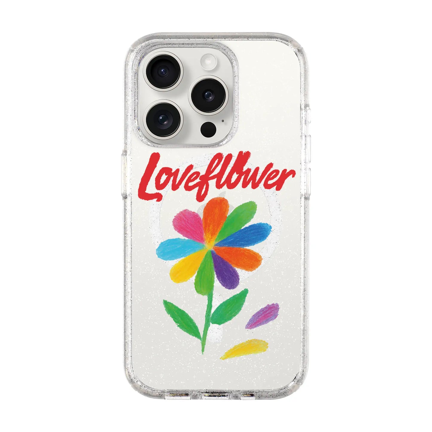 LOVE FLOWER-iPhone 15 Pro Shiny Kılıf MagSafe Özellikli
