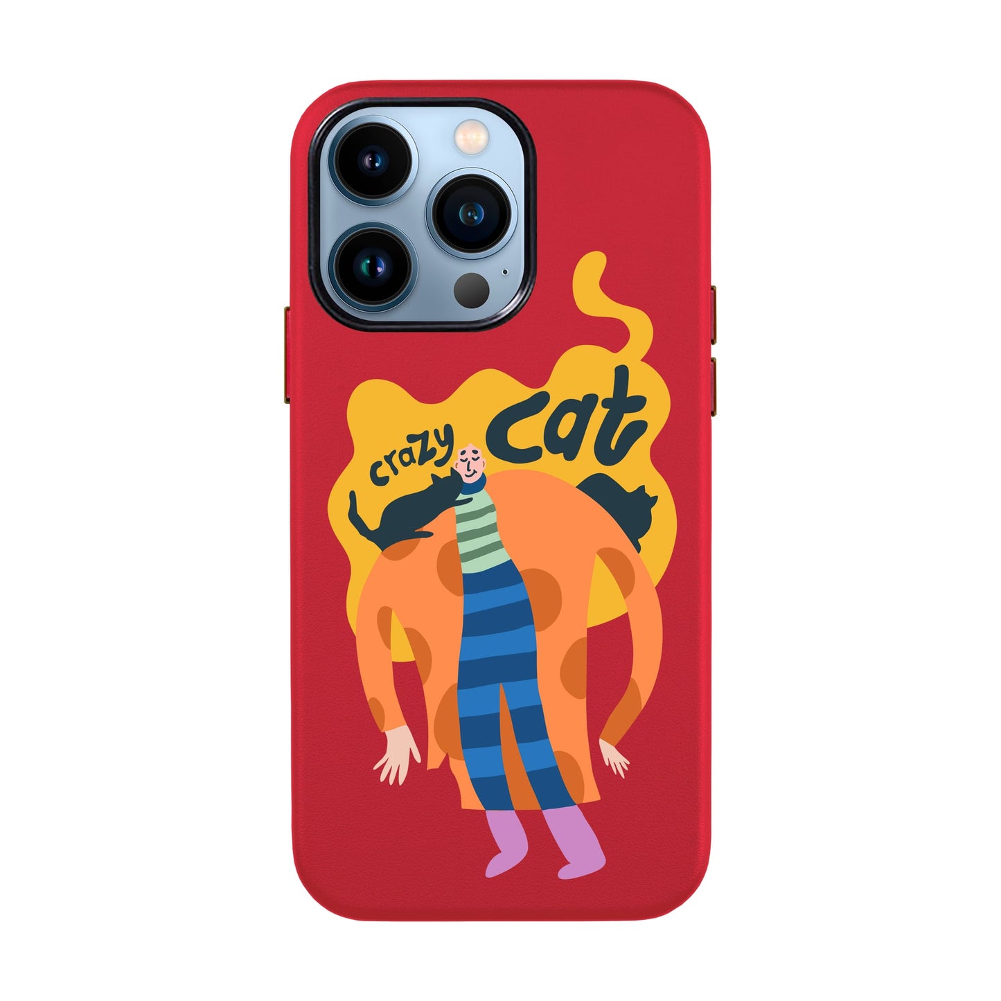 CRAZY CAT-iPhone 13 Pro Max Leather Kılıf