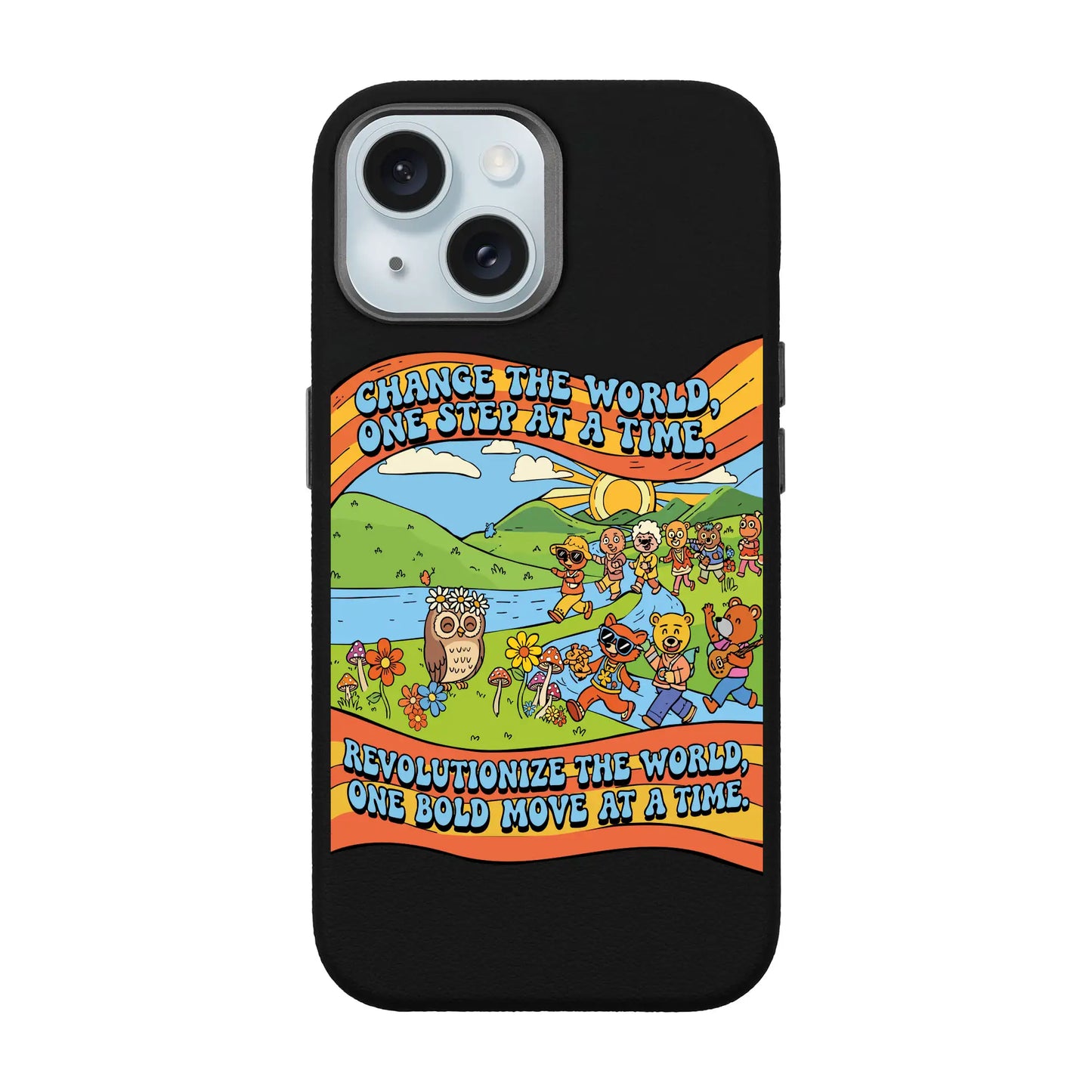 CHANGE THE WORLD-iPhone 15 Leather Premium Kılıf MagSafe Özellikli