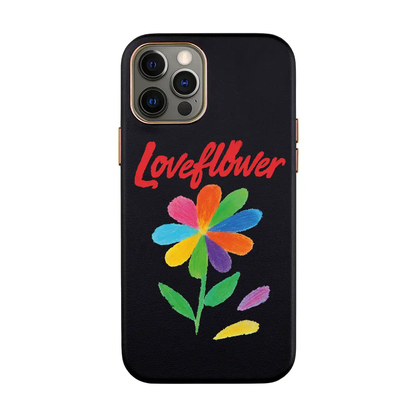 LOVE FLOWER-iPhone 12 Leather Kılıf