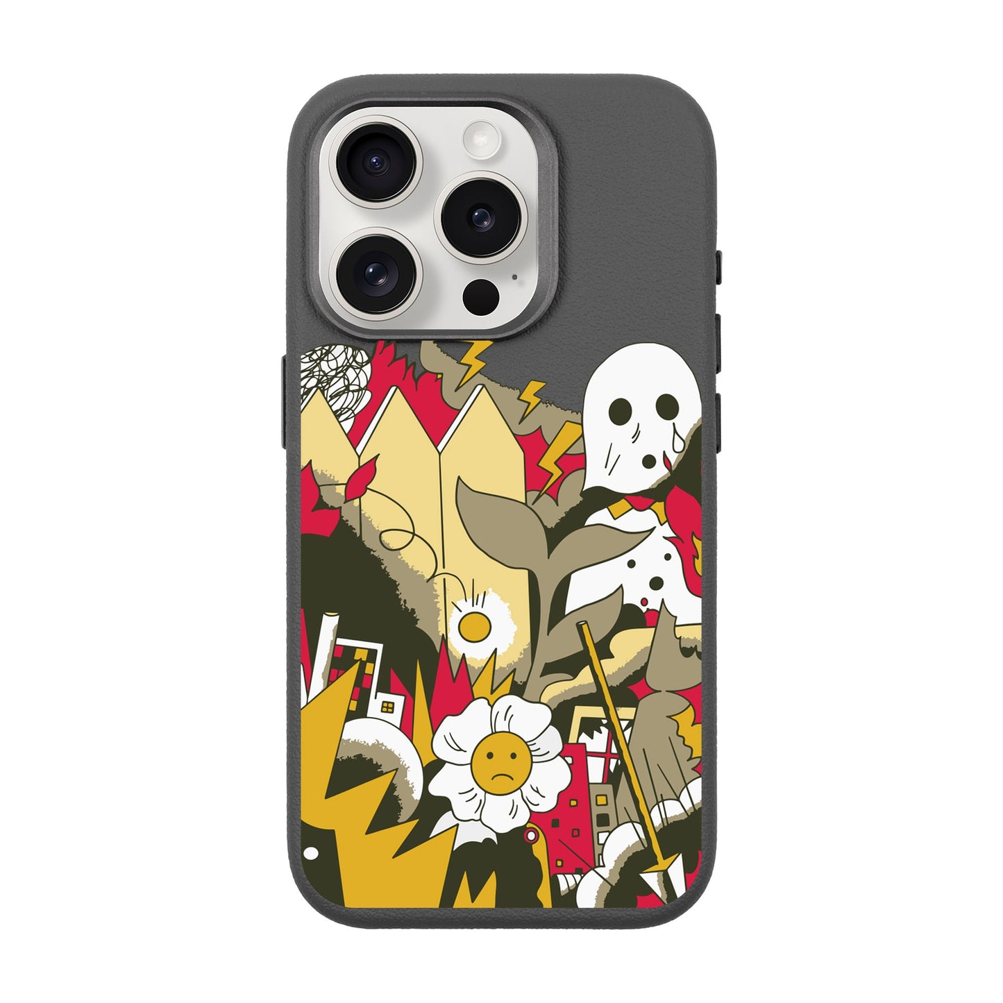 EVERYTHING IS BURNING-iPhone 15 Pro Leather Premium Kılıf MagSafe Özellikli