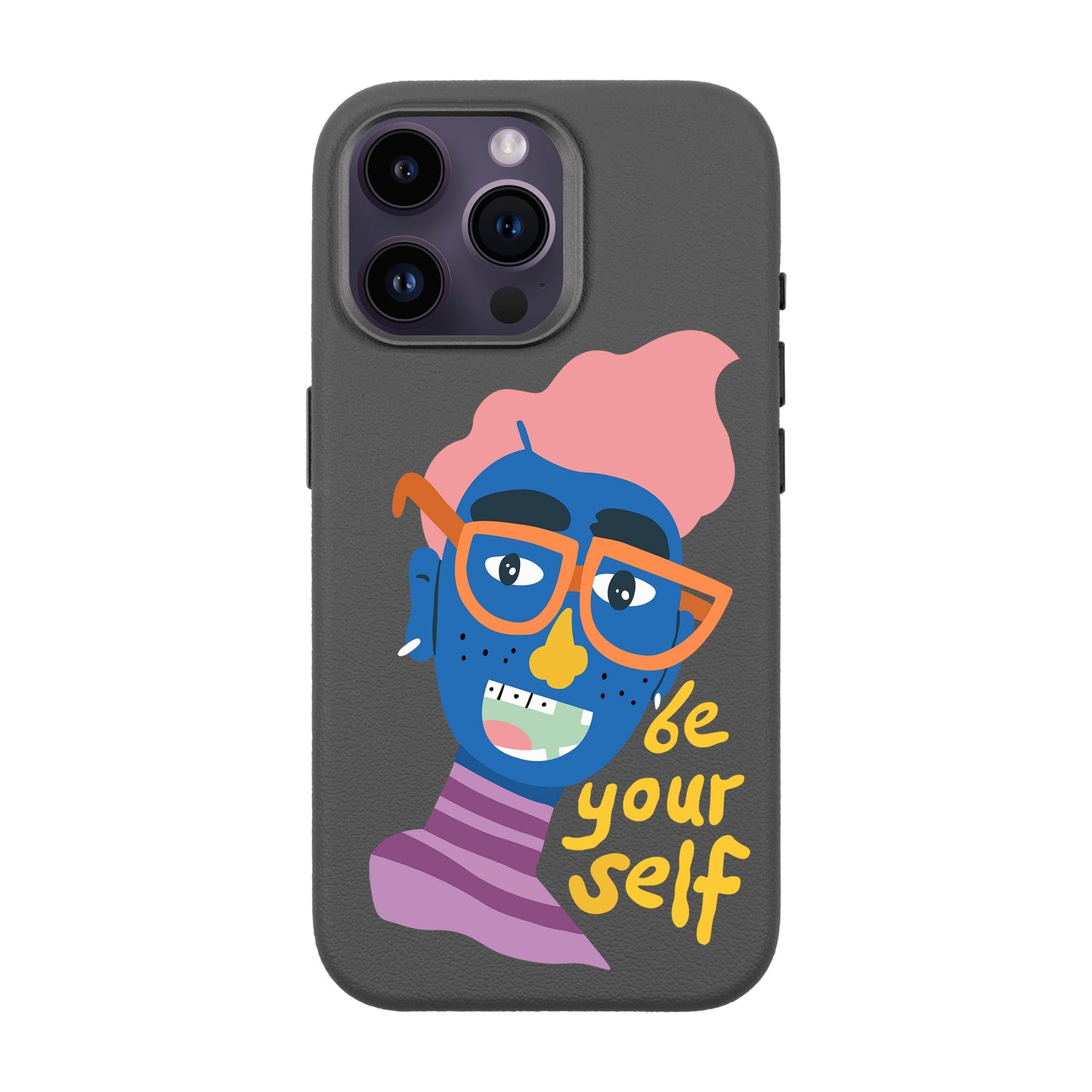 BE YOURSELF-iPhone 14 Pro Max Leather Premium Kılıf MagSafe Özellikli