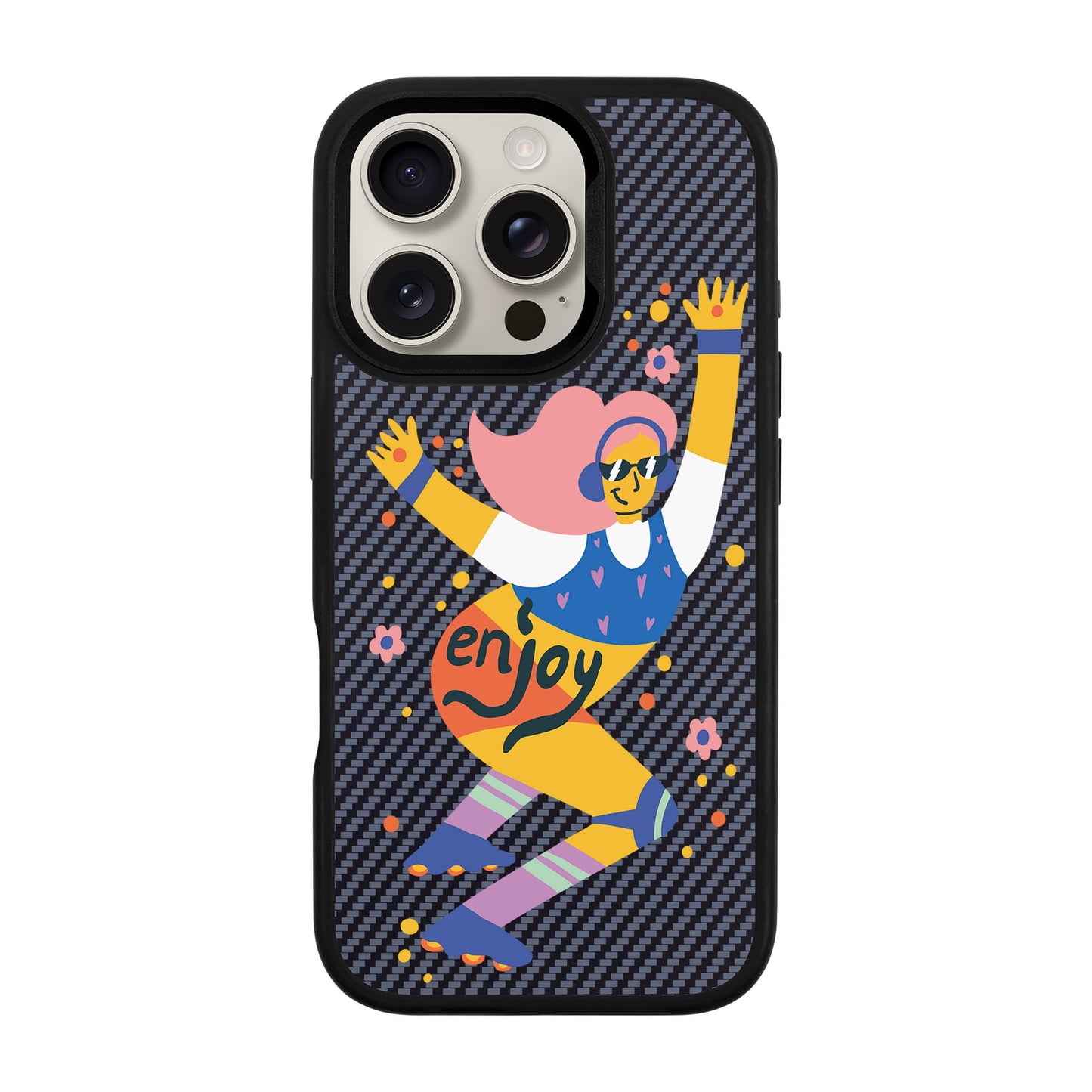 ENJOY-iPhone 16 Pro Plaid Kılıf MagSafe Özellikli